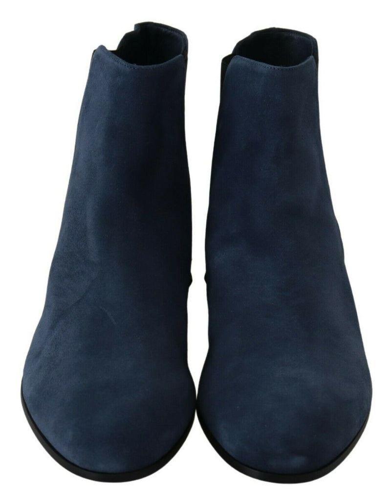 Dolce & Gabbana Blue Suede Embellished Studded Boots Glam Steals