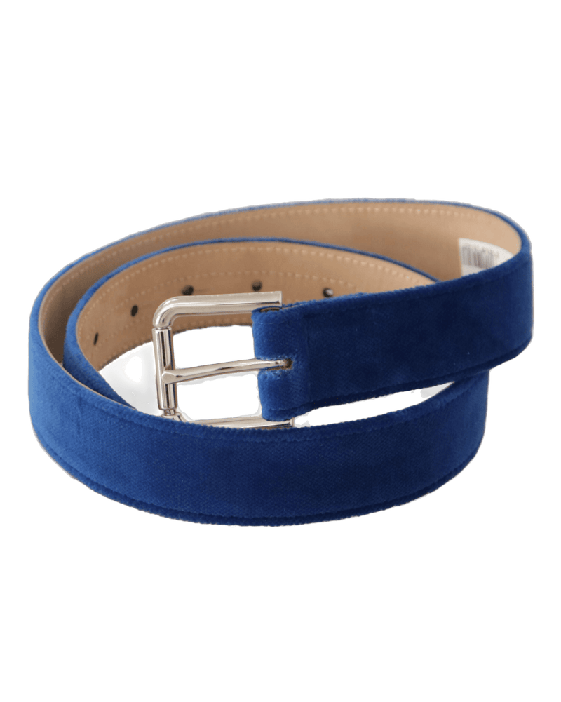 Dolce & Blue Gabbana Velvet Logo Engraved Metal Buckle Belt Glam Steals