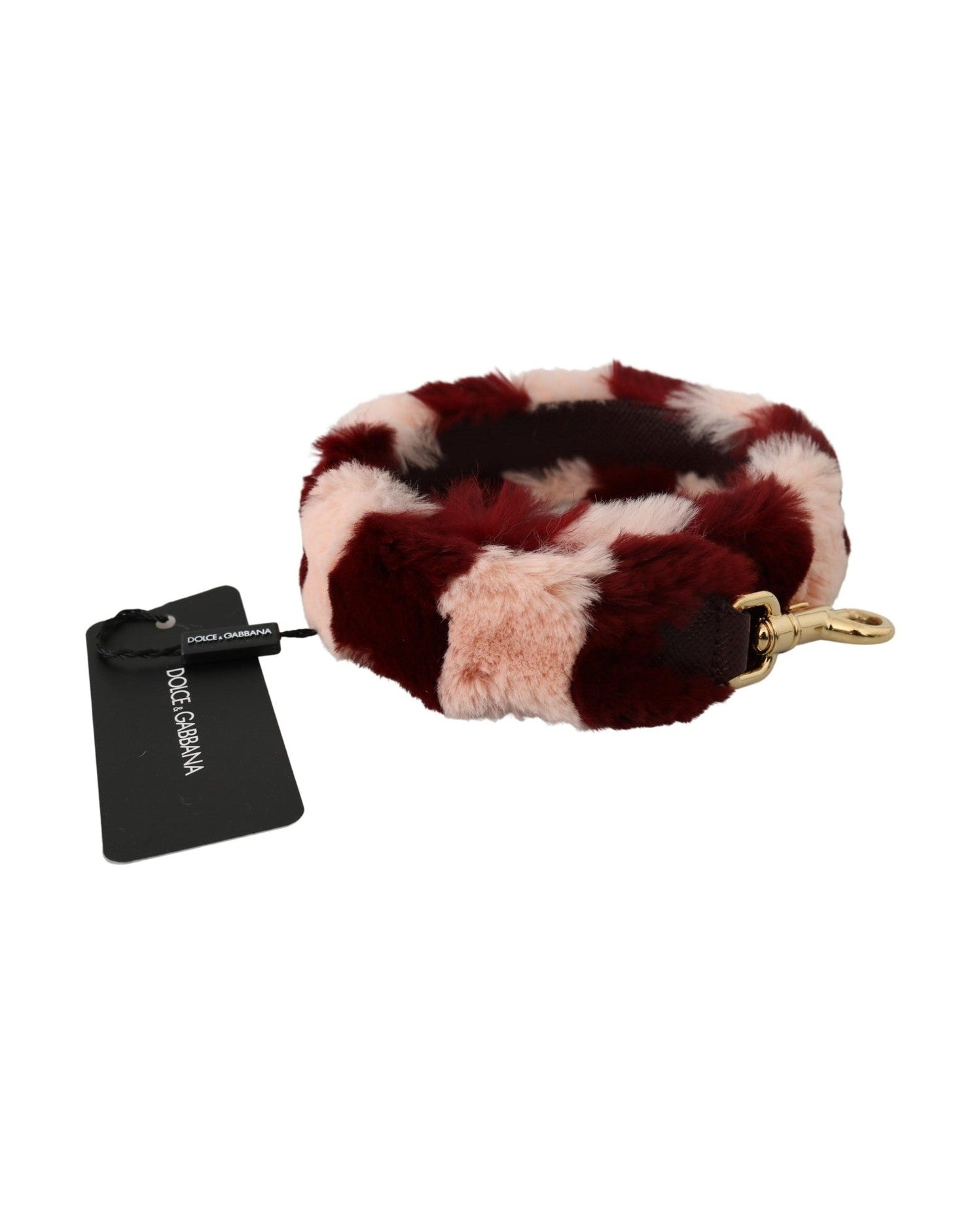 Dolce & Gabbana Bordeaux Fur Shoulder Strap Luxury Pink Accessory Glam Steals