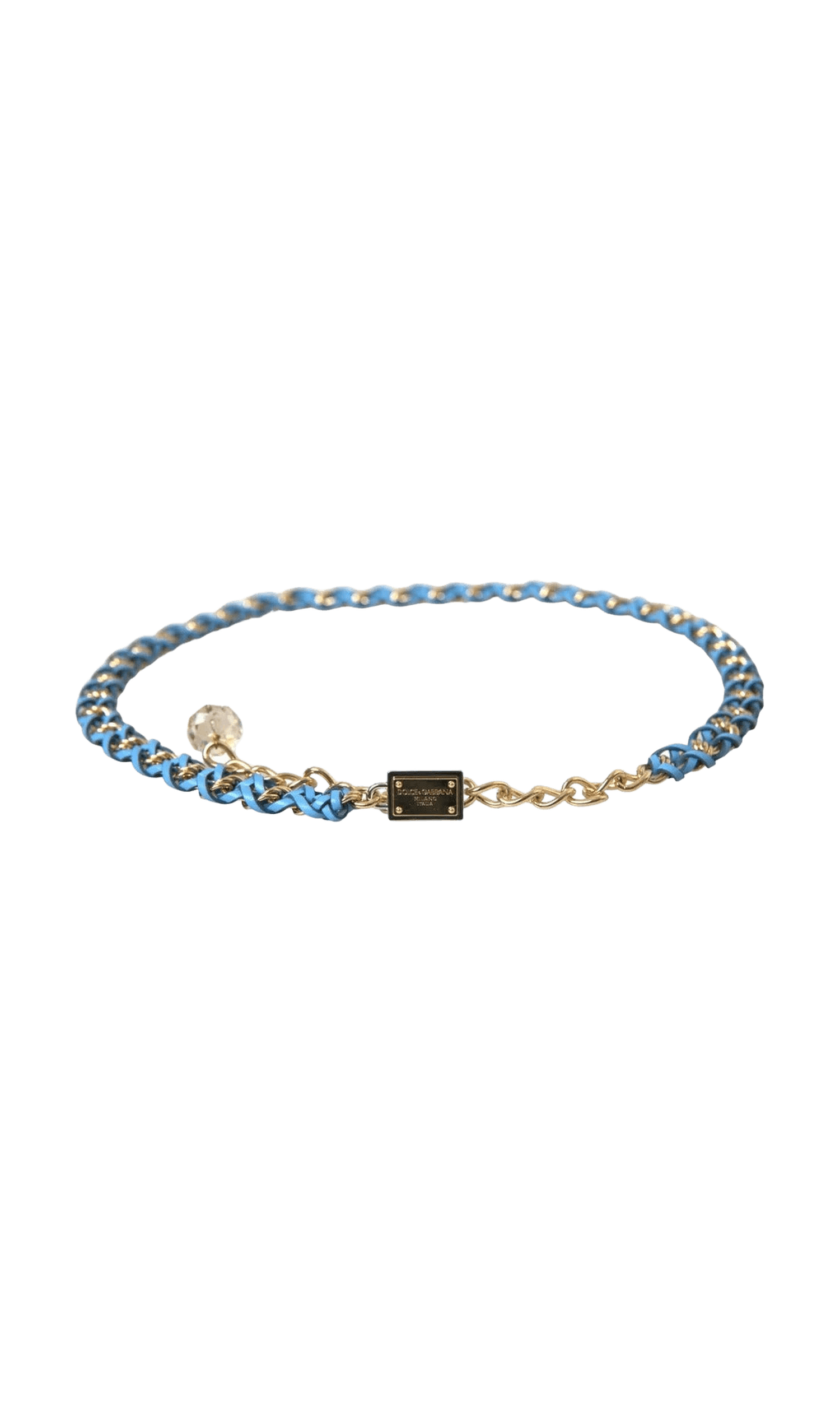 Dolce & Gabbana Braided Brass Chain Waist Blue Gold Belt Glam Steals
