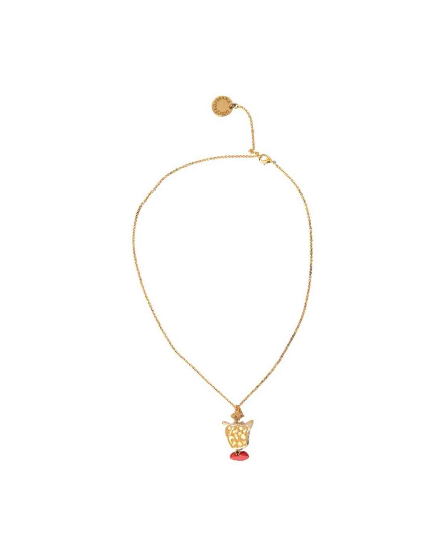 Dolce & Gabbana Brass Chain Dog Heart Pendant Charm Gold Necklace Glam Steals