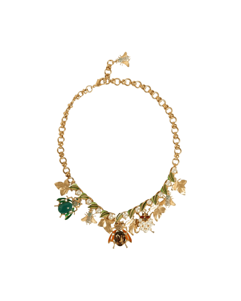 Dolce & Gold Gabbana Brass Crystal Bug Charm Pendant Statement Necklace Glam Steals
