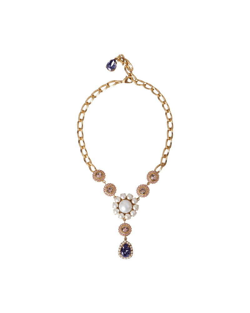 Dolce & Gold Gabbana Brass Crystal Pearl Pendants Necklace Glam Steals