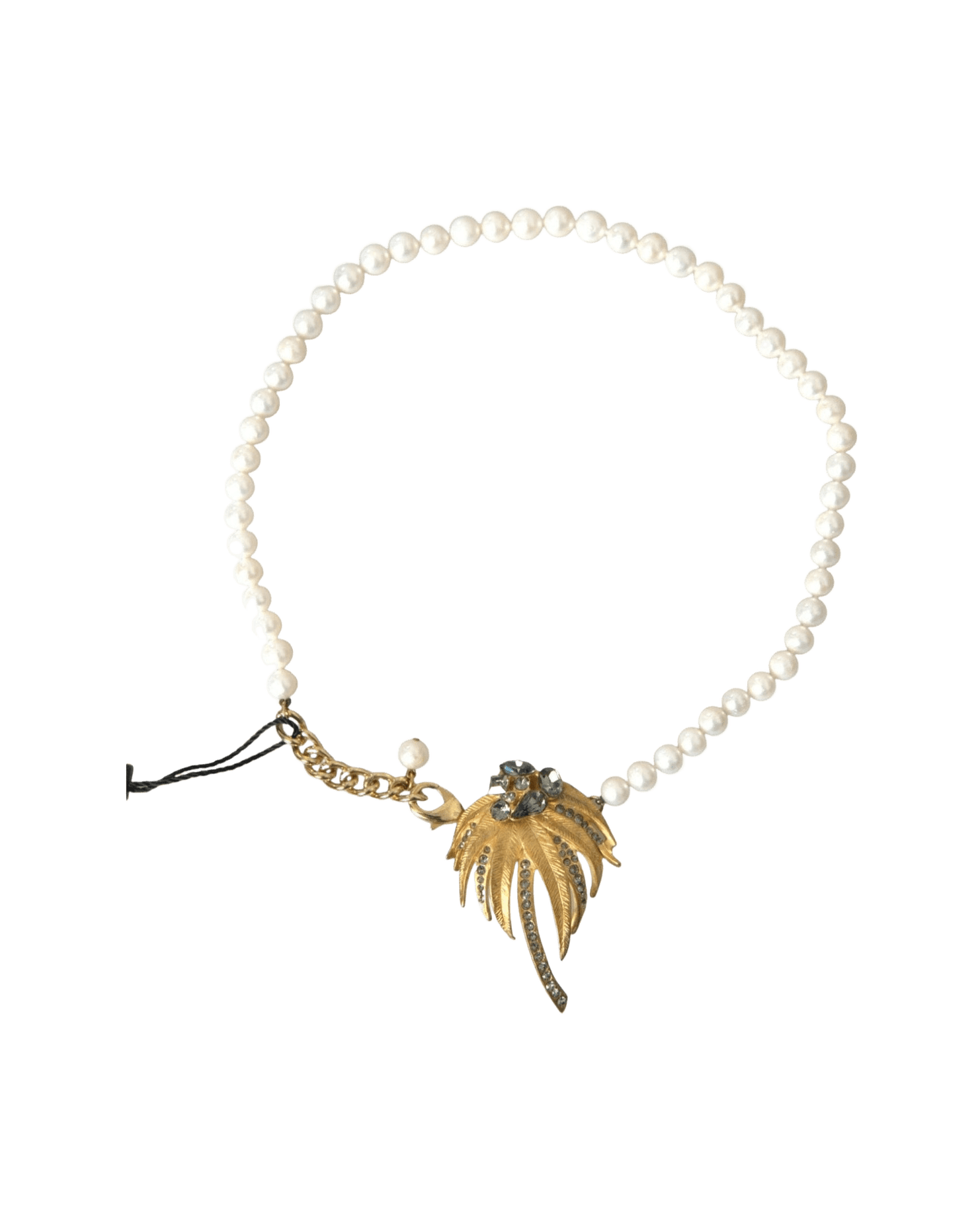 Dolce & Gabbana Brass Crystal Pearl Tree Pendant Charm Gold Necklace Glam Steals