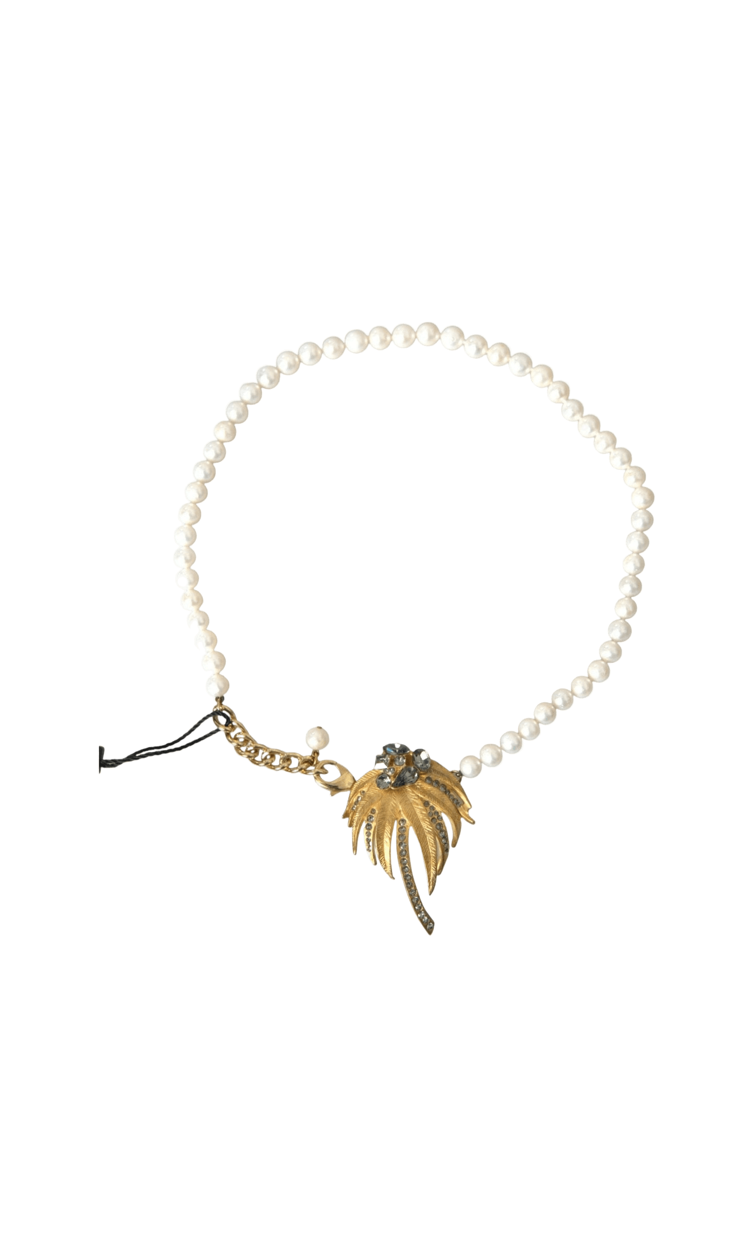 Dolce & Gabbana Brass Crystal Pearl Tree Pendant Charm Gold Necklace Glam Steals