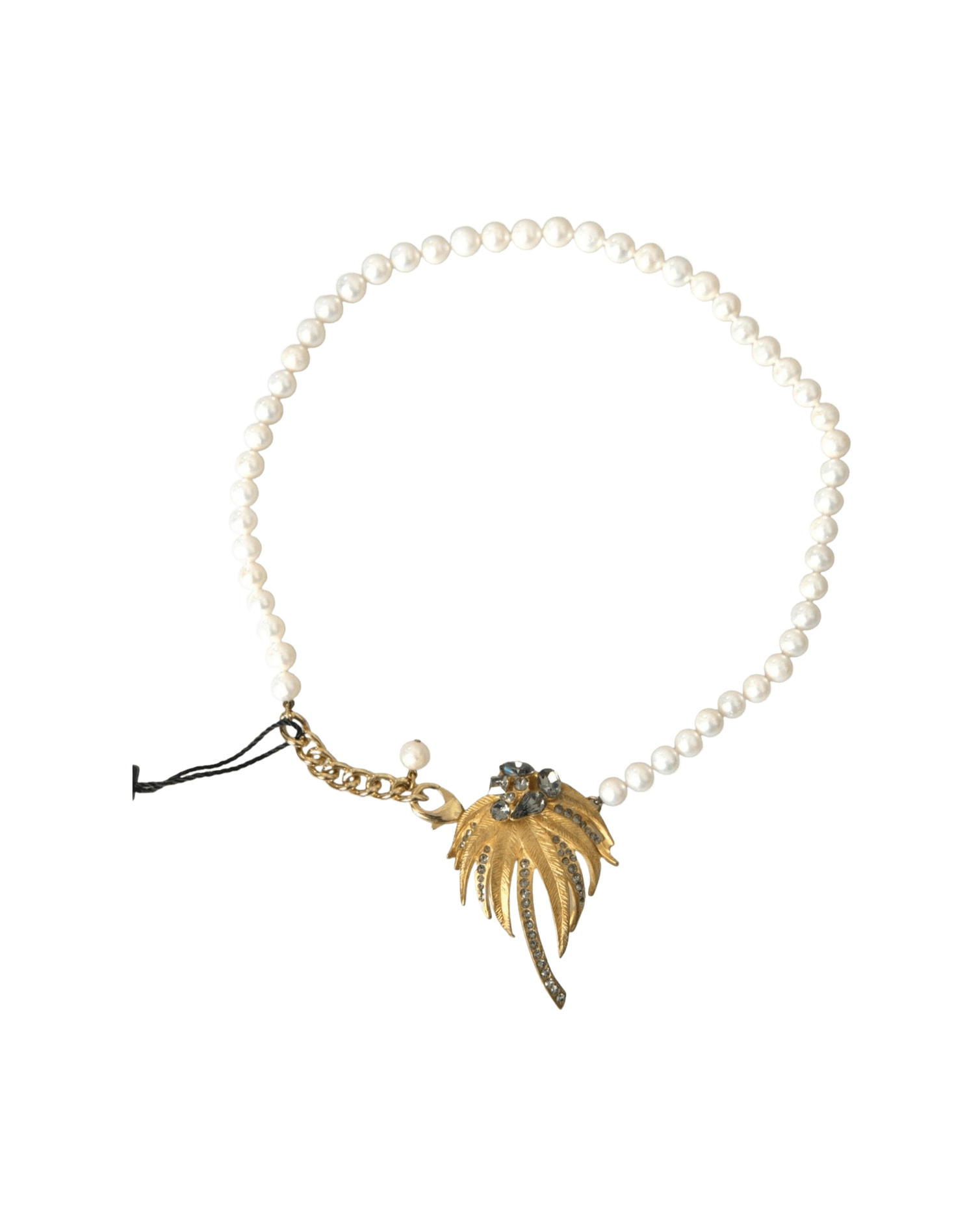 Dolce & Gabbana Brass Crystal Pearl Tree Pendant Charm Gold Necklace Glam Steals