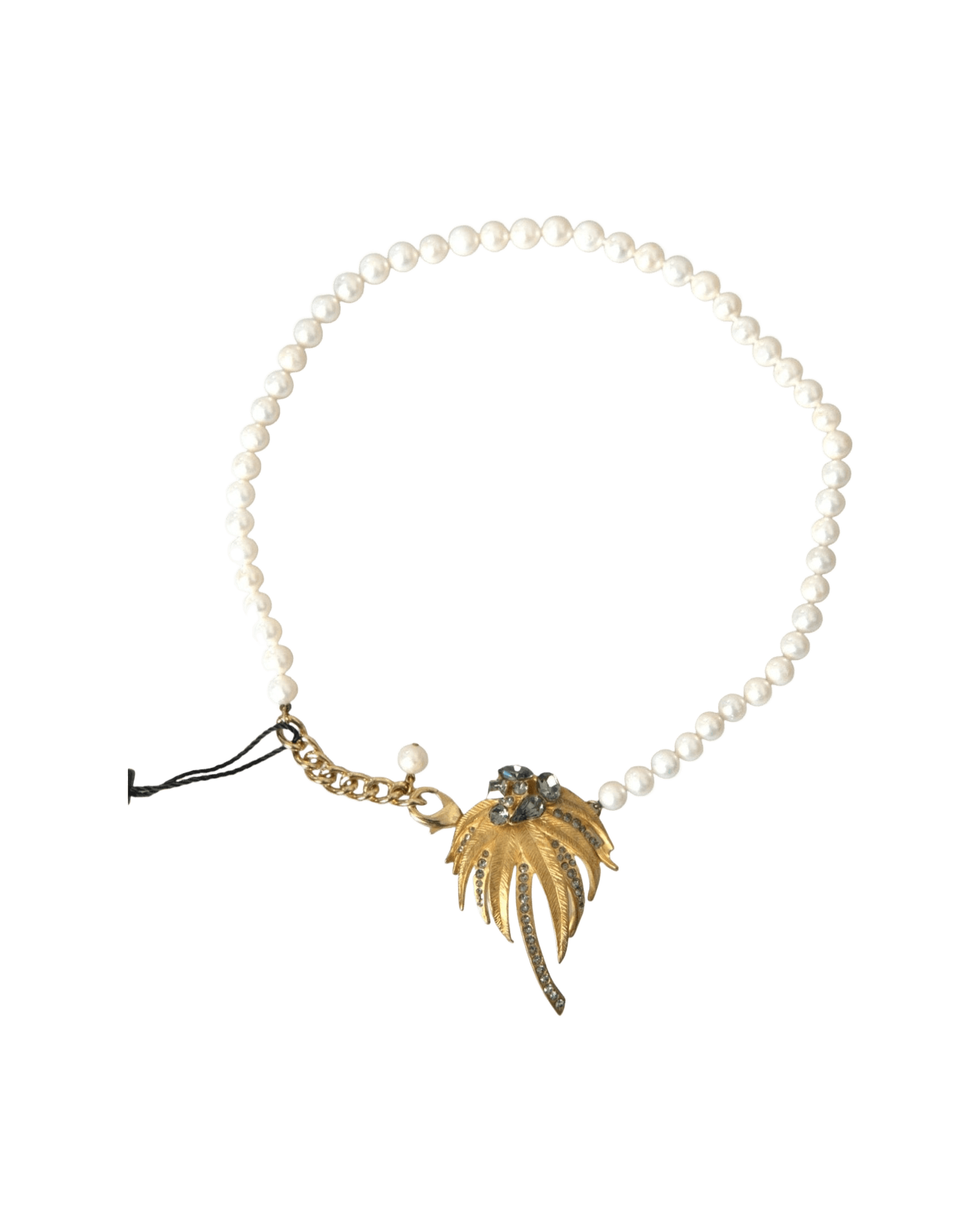 Dolce & Gabbana Brass Crystal Pearl Tree Pendant Charm Gold Necklace Glam Steals