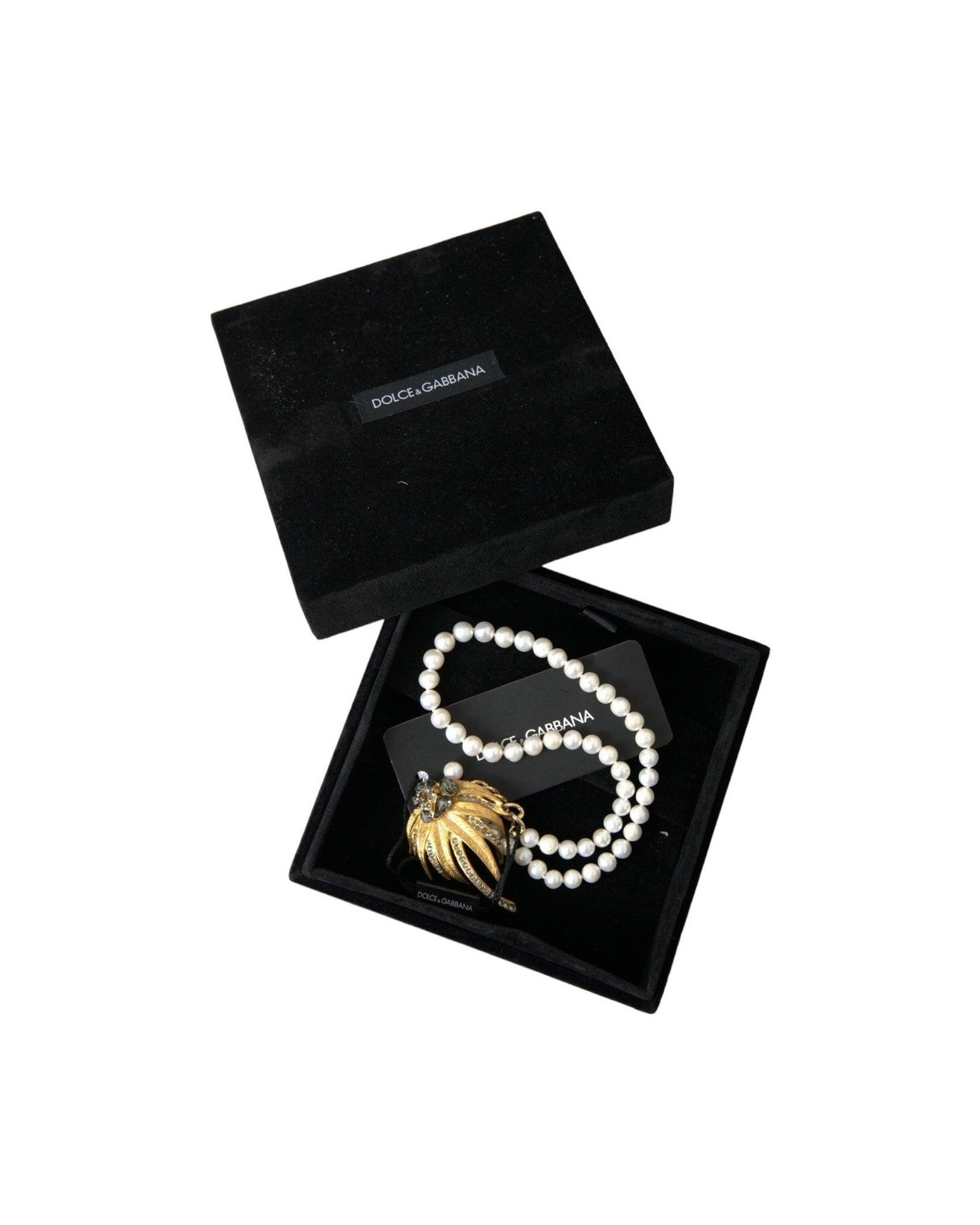 Dolce & Gabbana Brass Crystal Pearl Tree Pendant Charm Gold Necklace Glam Steals