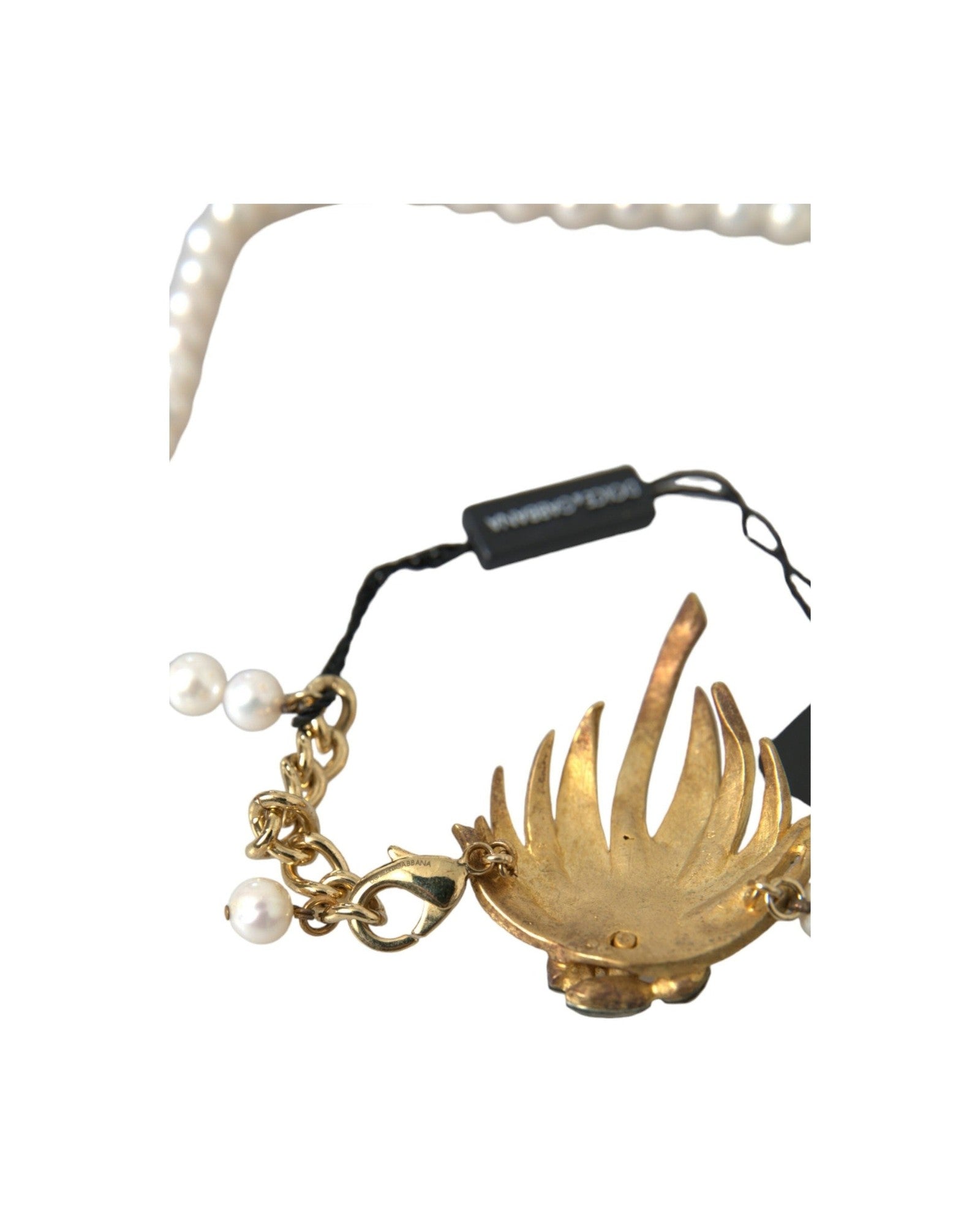 Dolce & Gabbana Brass Crystal Pearl Tree Pendant Charm Gold Necklace Glam Steals