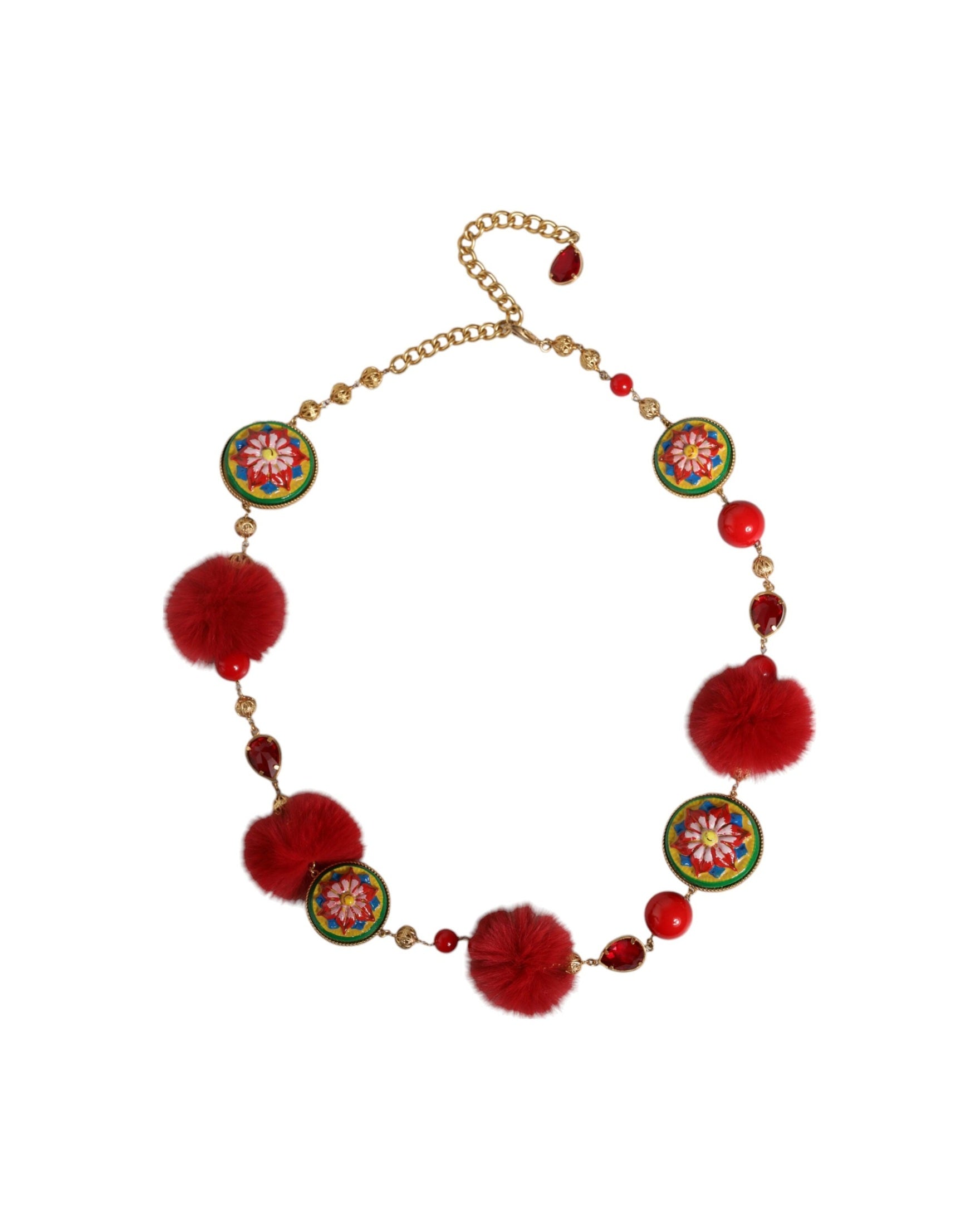 Dolce & Gabbana Brass Fur Crystal Waist Torero Gold Red Belt Glam Steals