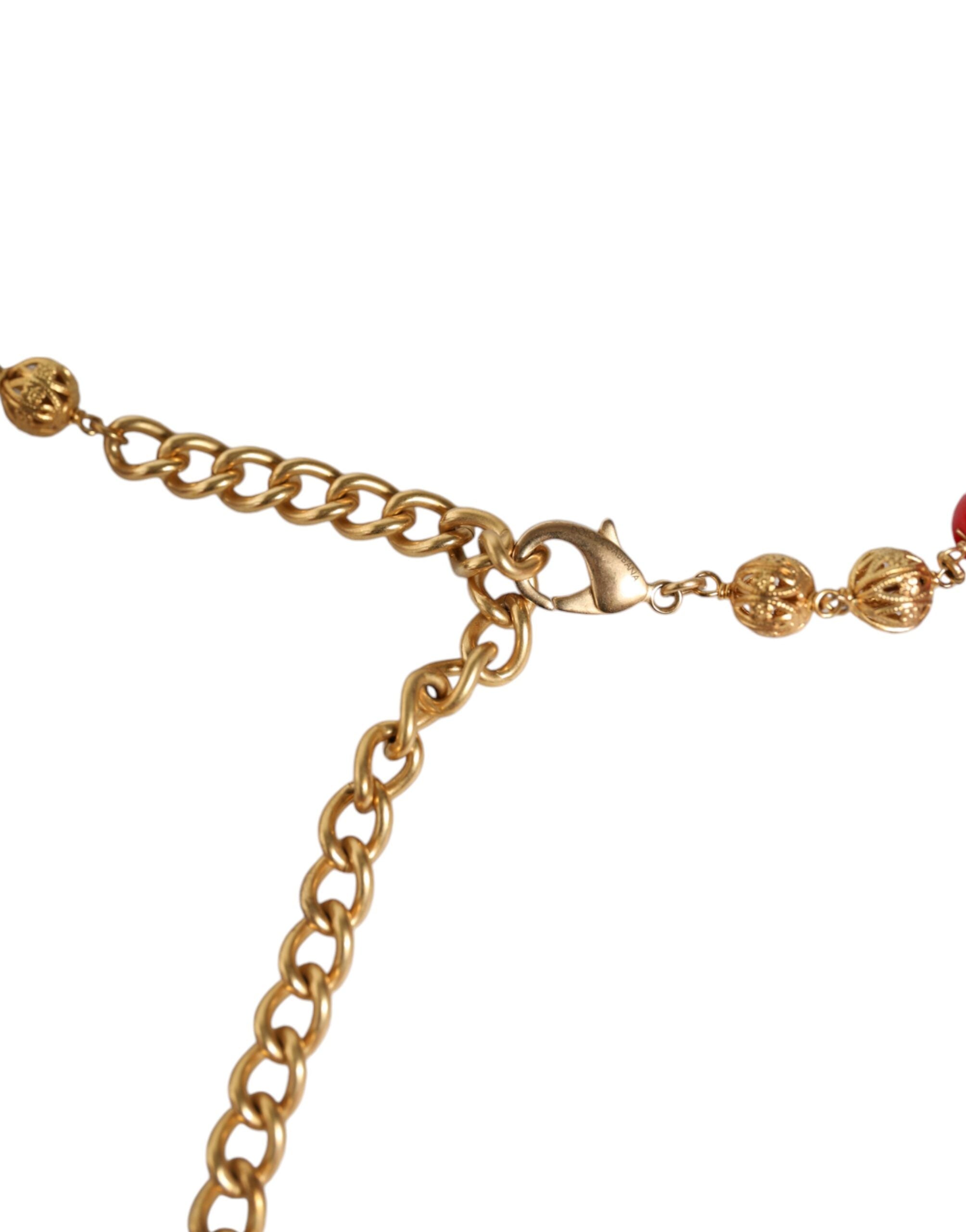 Dolce & Gabbana Brass Fur Crystal Waist Torero Gold Red Belt Glam Steals