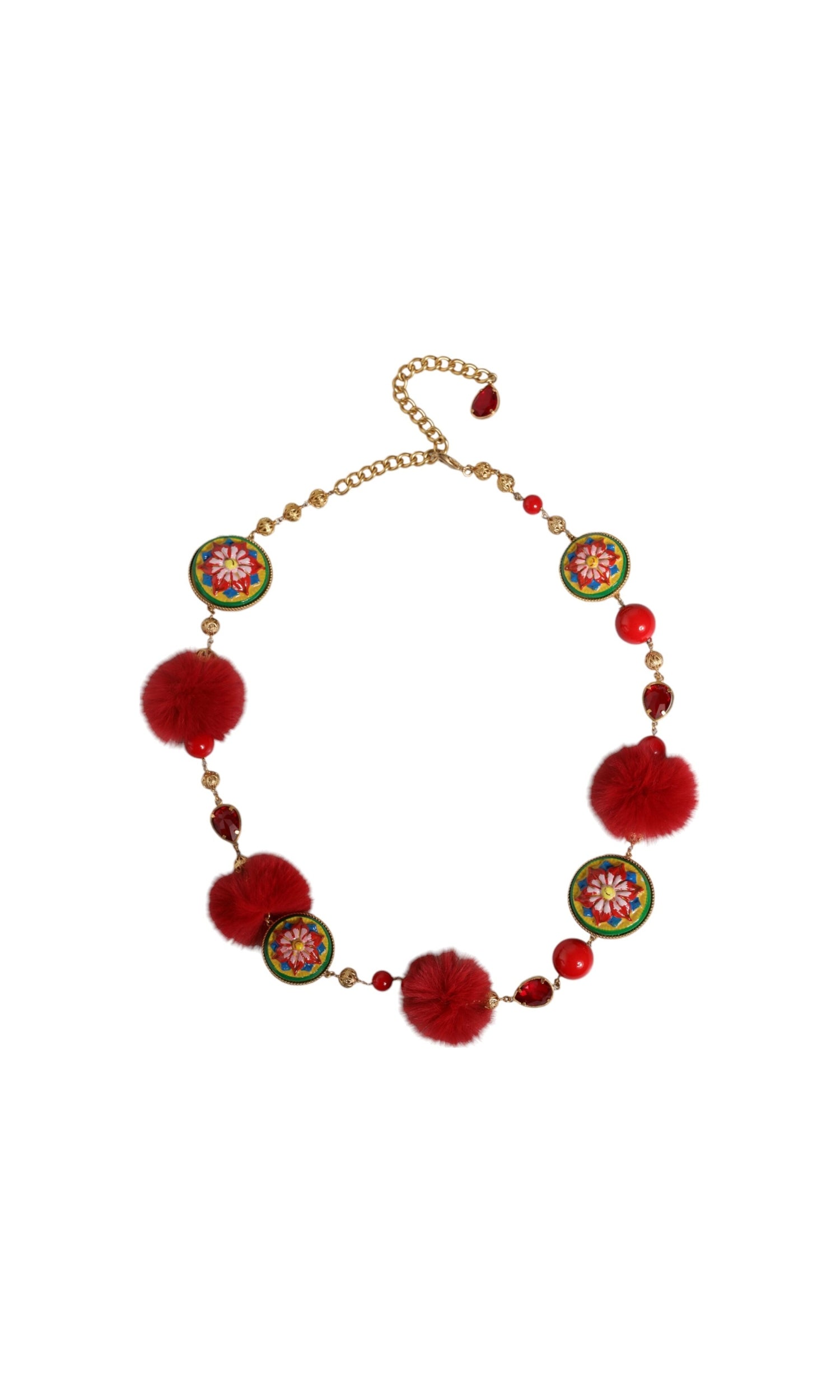 Dolce & Gabbana Brass Fur Crystal Waist Torero Gold Red Belt Glam Steals