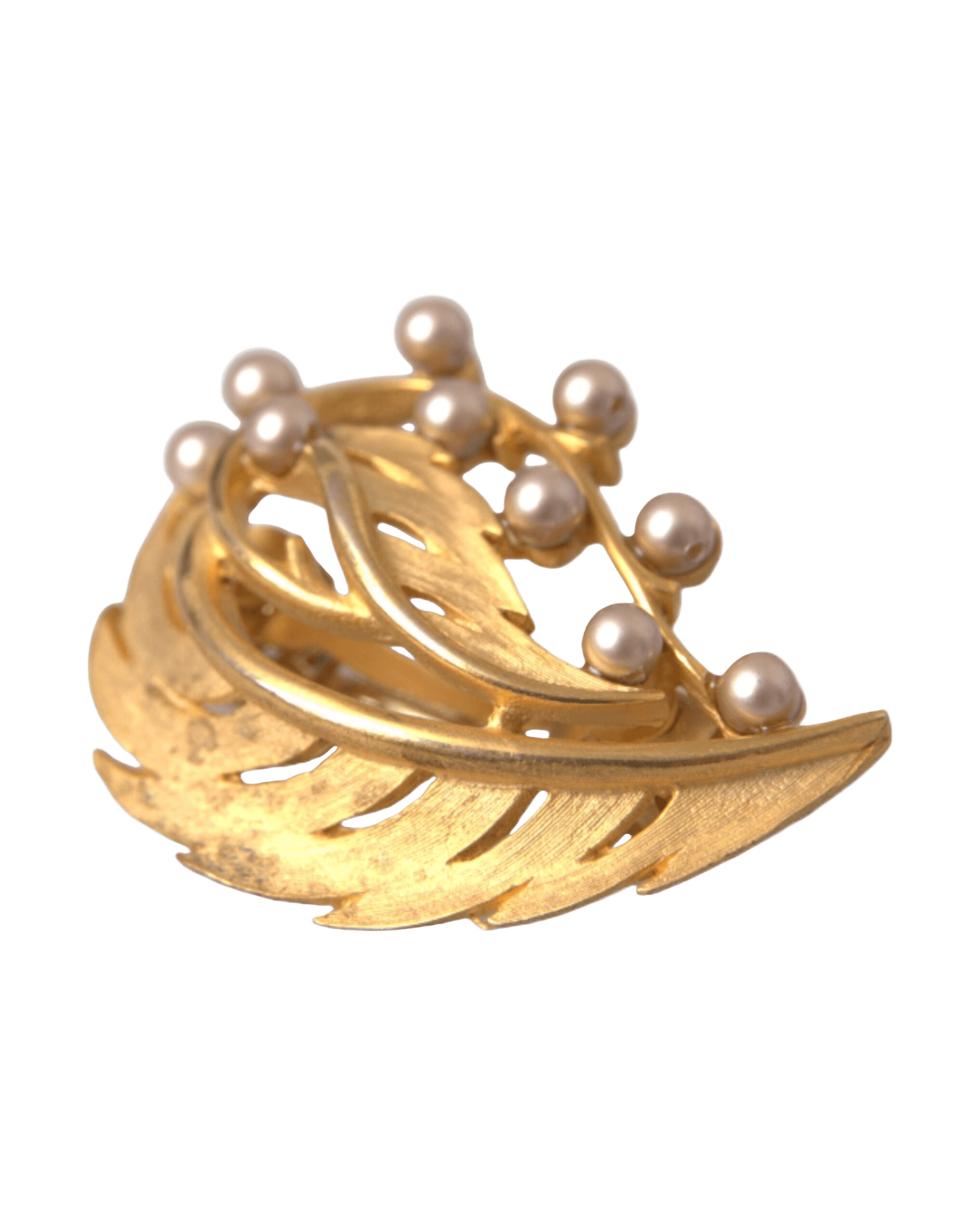 Dolce & Gabbana Brass Leaf Embellished Jewelry Brooch Hair Gold Pin Glam Steals