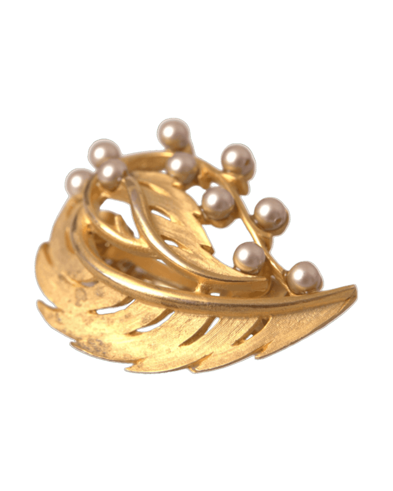 Dolce & Gold Gabbana Brass Leaf Embellished Jewelry Brooch Hair Pin Glam Steals
