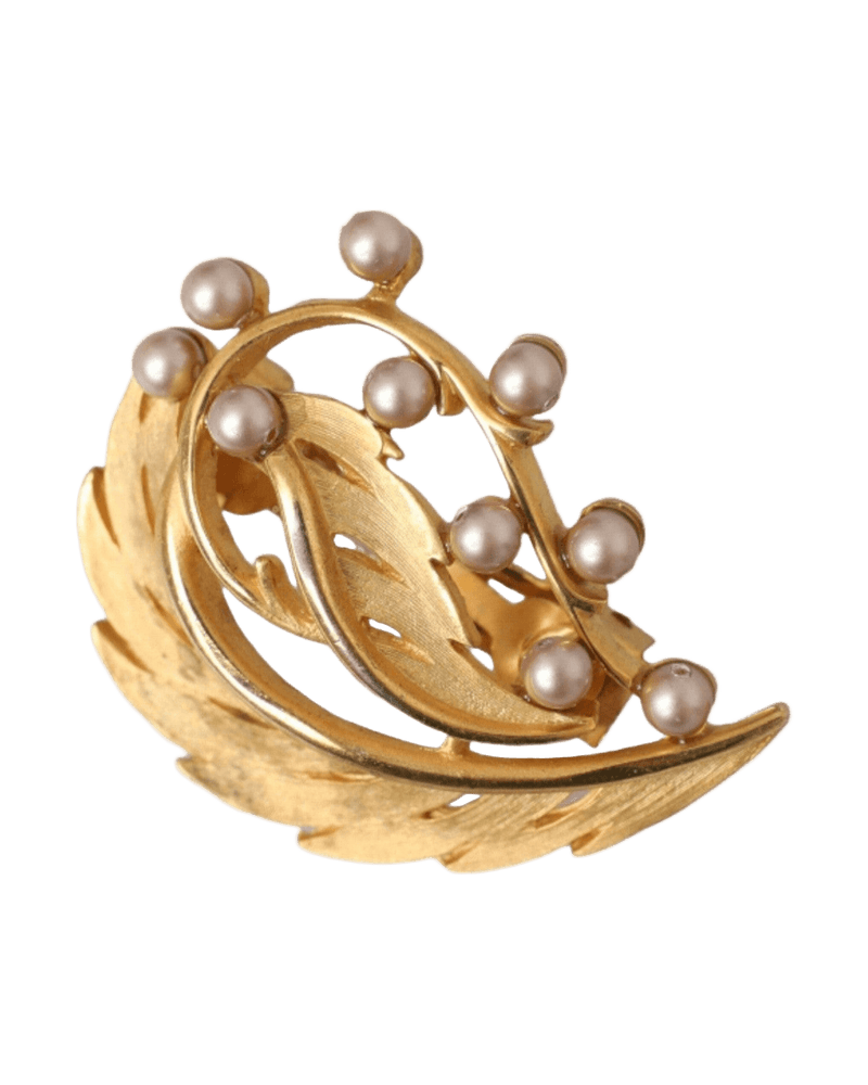 Dolce & Gold Gabbana Brass Leaf Embellished Jewelry Brooch Hair Pin Glam Steals