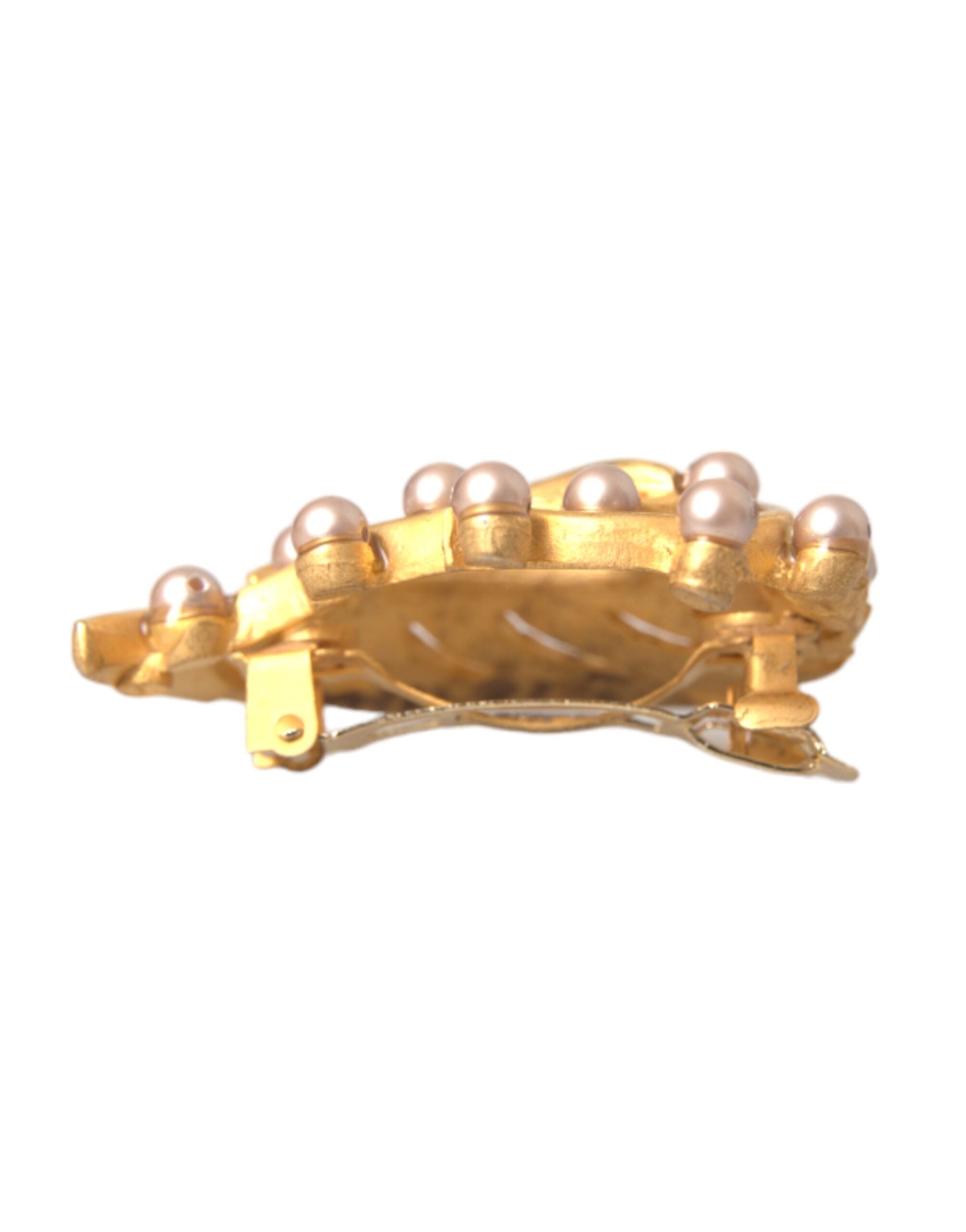 Dolce & Gabbana Brass Leaf Embellished Jewelry Brooch Hair Gold Pin Glam Steals