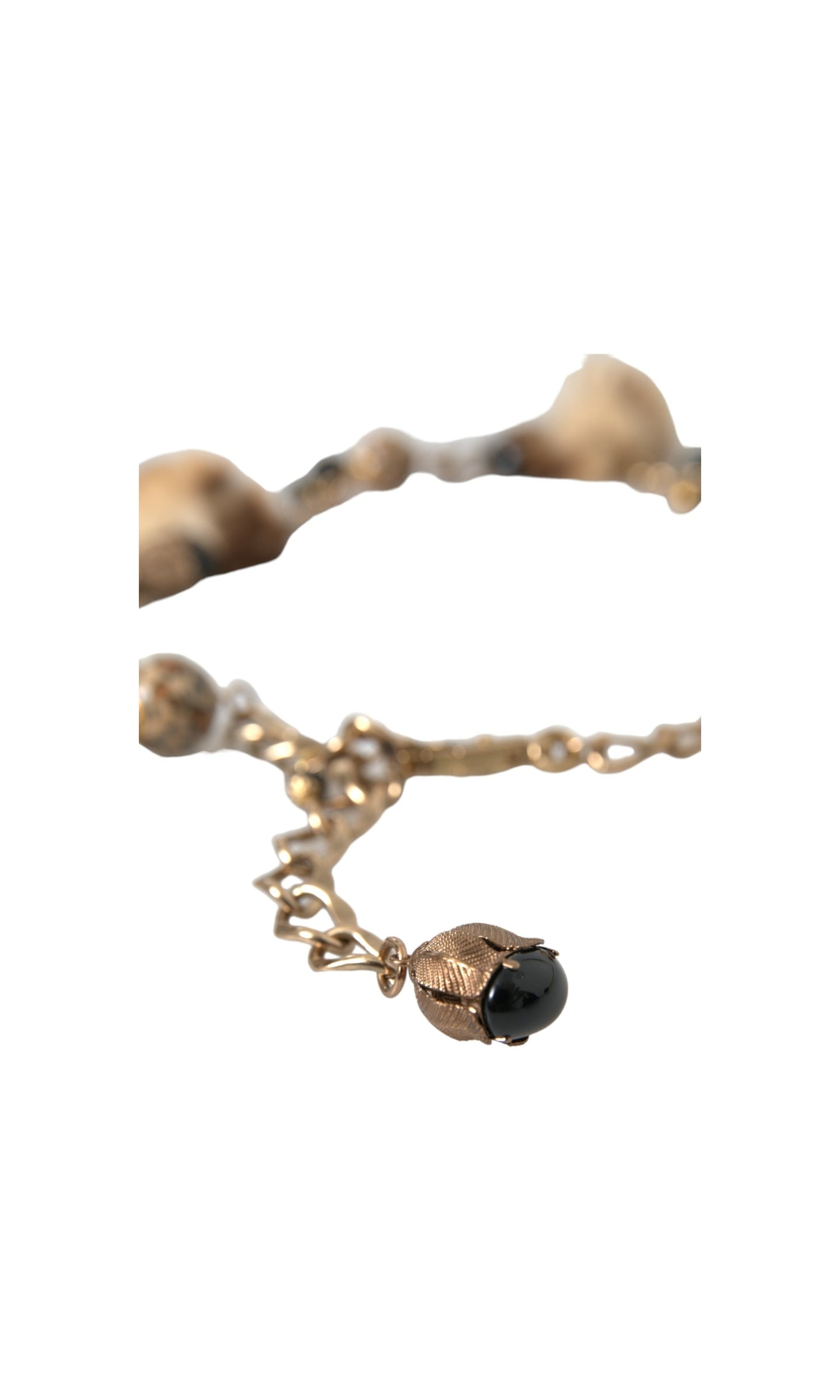 Dolce & Gabbana Brass Leopard Fur Pearl Collier Chain Gold Belt Glam Steals