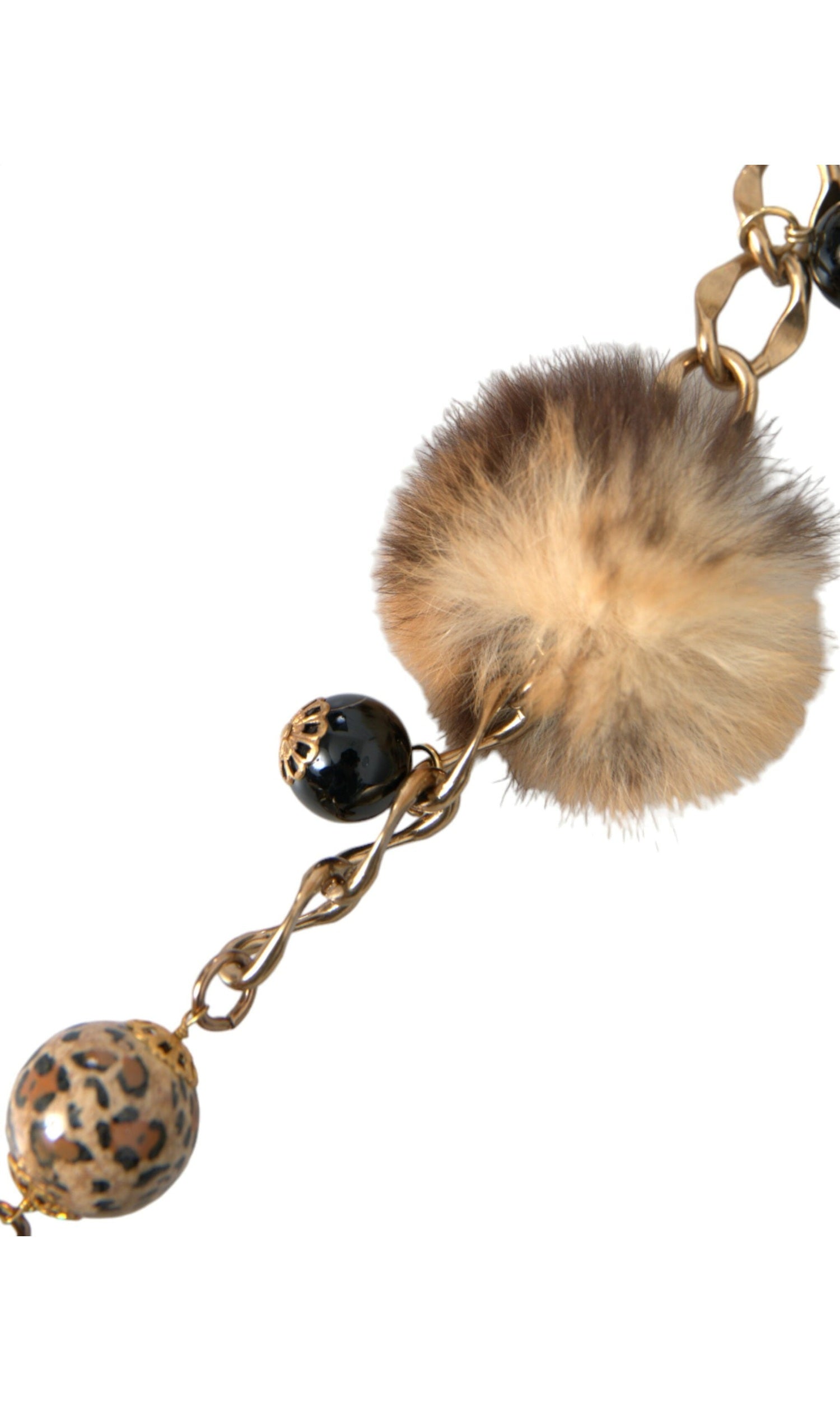 Dolce & Gabbana Brass Leopard Fur Pearl Collier Chain Gold Belt Glam Steals