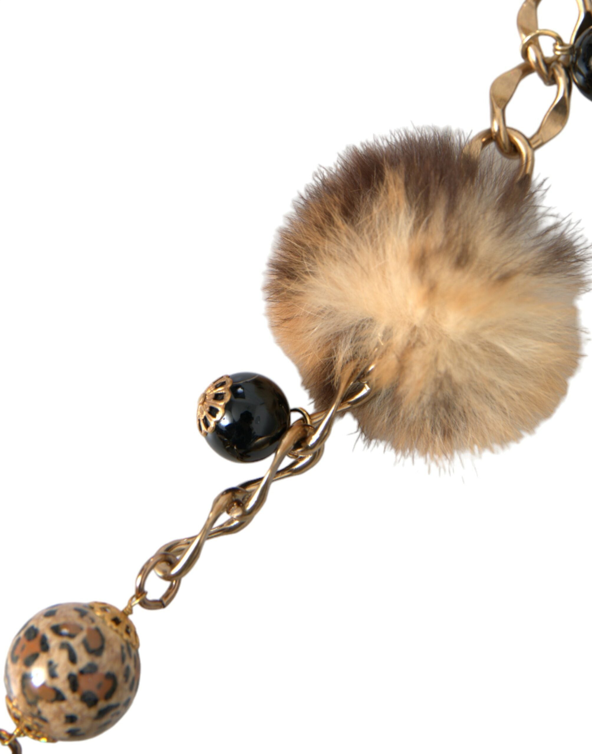 Dolce & Gabbana Brass Leopard Fur Pearl Collier Chain Gold Belt Glam Steals