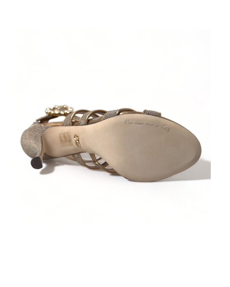 Dolce & Gabbana Bronze Crystal Stiletto Heels Sandals Heels