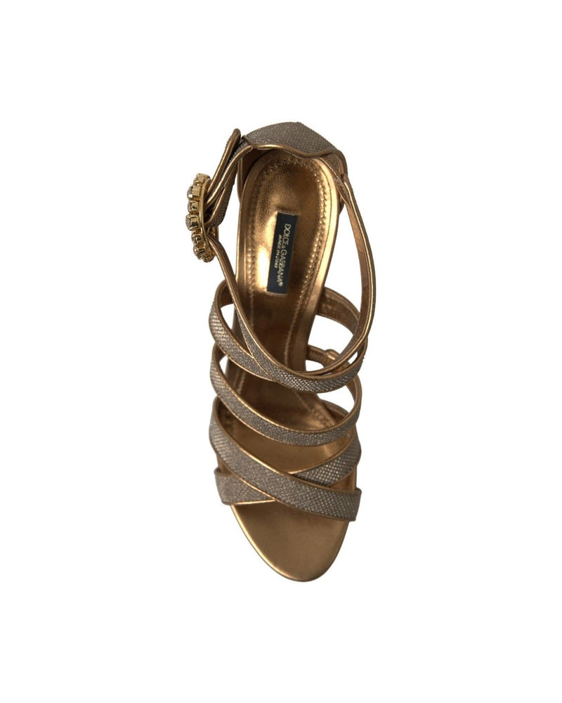 Dolce & Gabbana Bronze Crystal Stiletto Heels Sandals Glam Steals