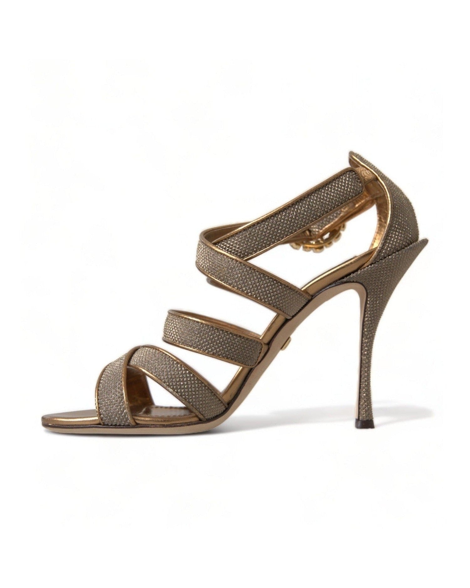 Dolce & Gabbana Bronze Crystal Stiletto Heels Sandals Glam Steals