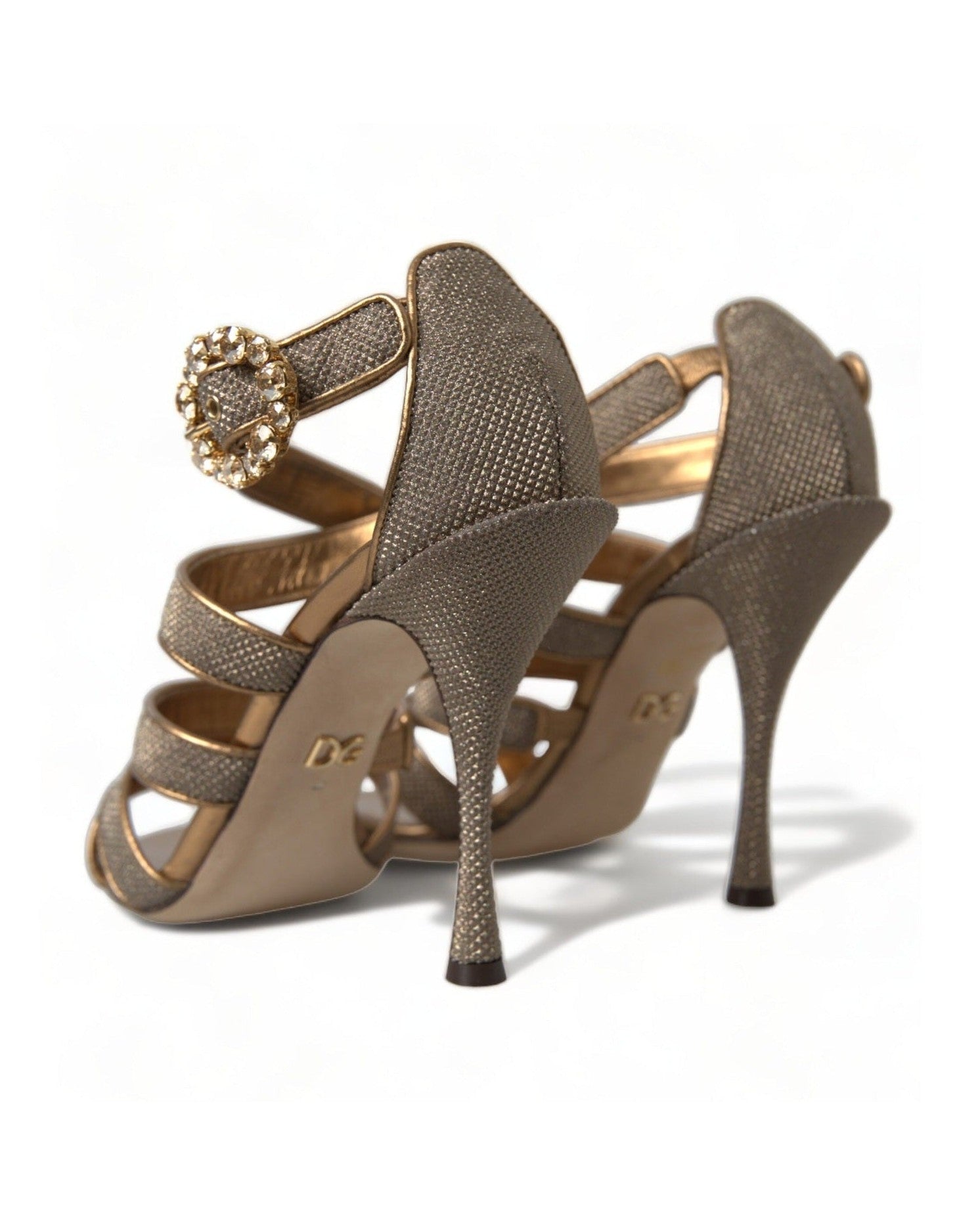 Dolce & Gabbana Bronze Crystal Stiletto Heels Sandals Glam Steals
