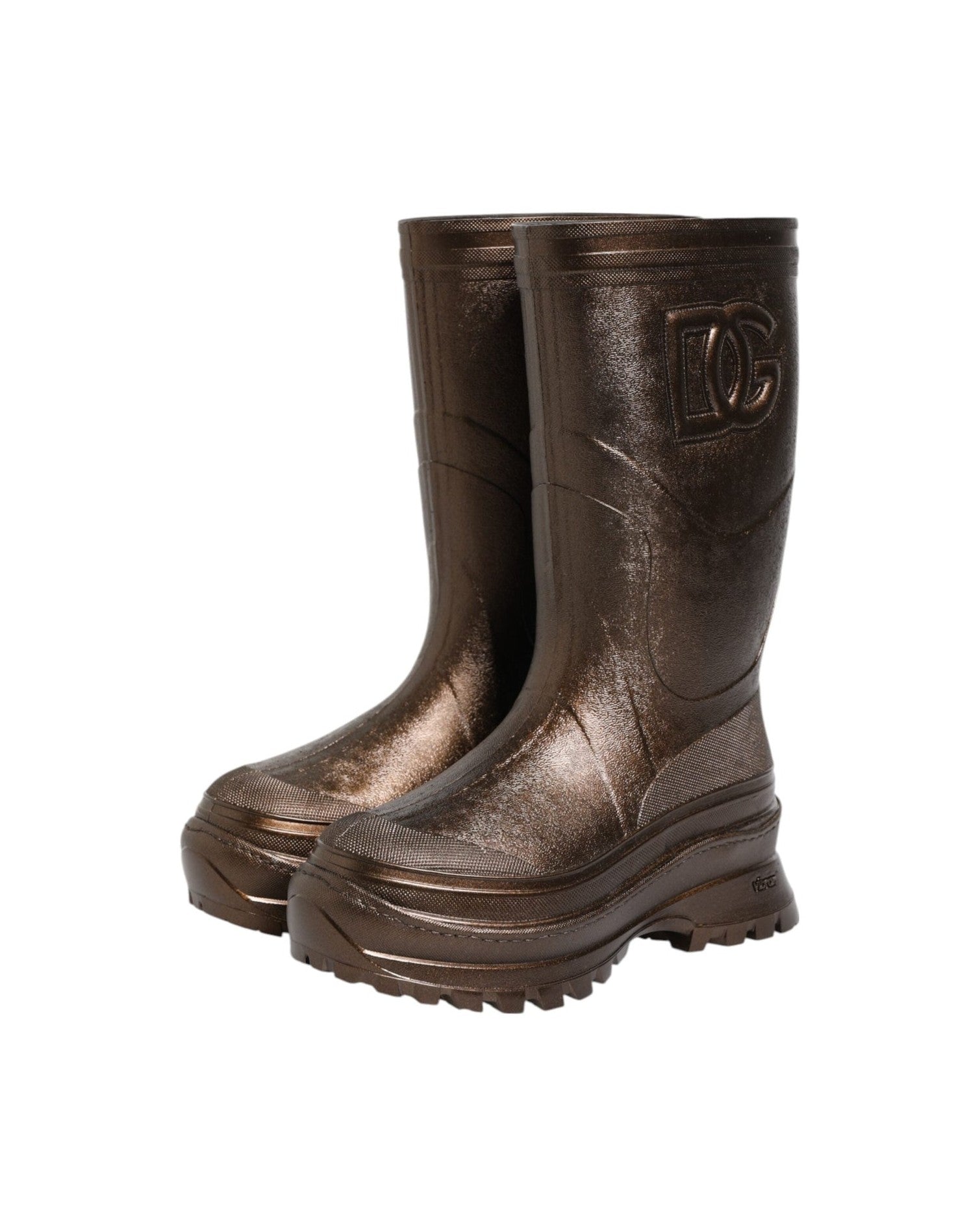 Dolce & Gabbana Bronze Metallic Pull On Rain Boots Shoes Boots