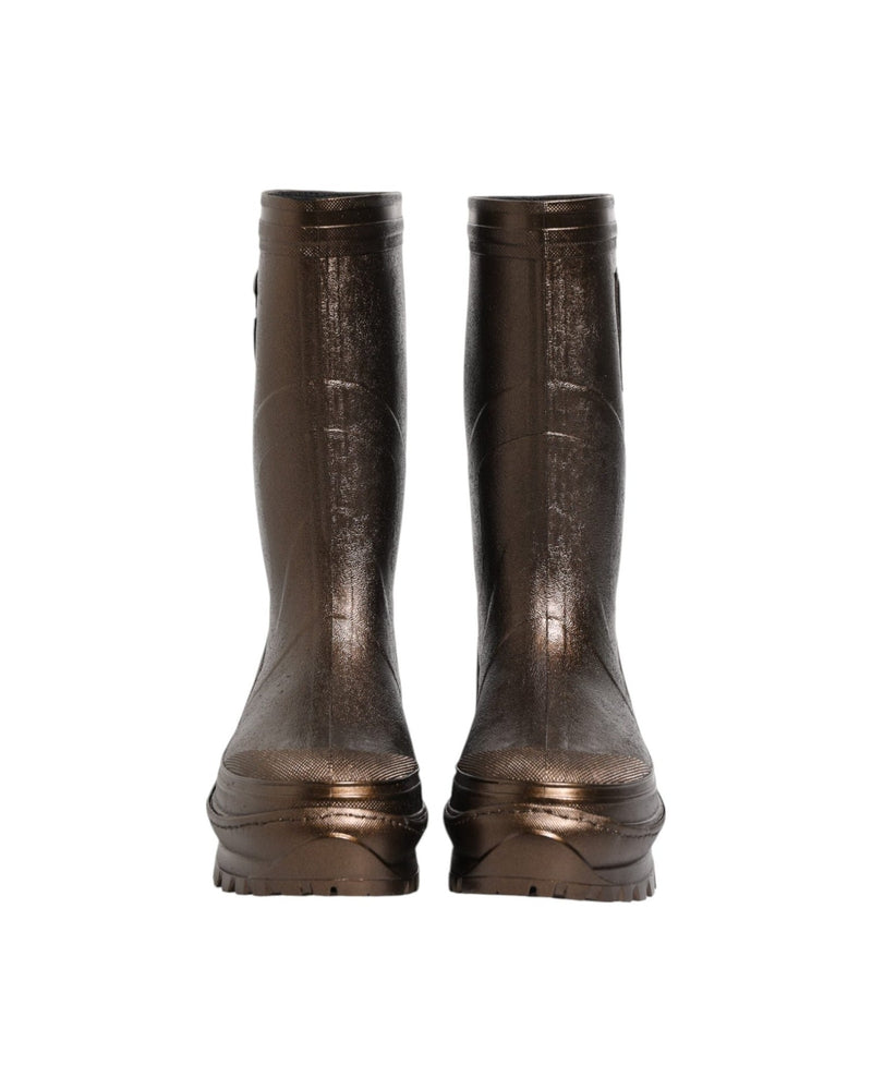Dolce & Gabbana Bronze Metallic Pull On Rain Boots Shoes Boots