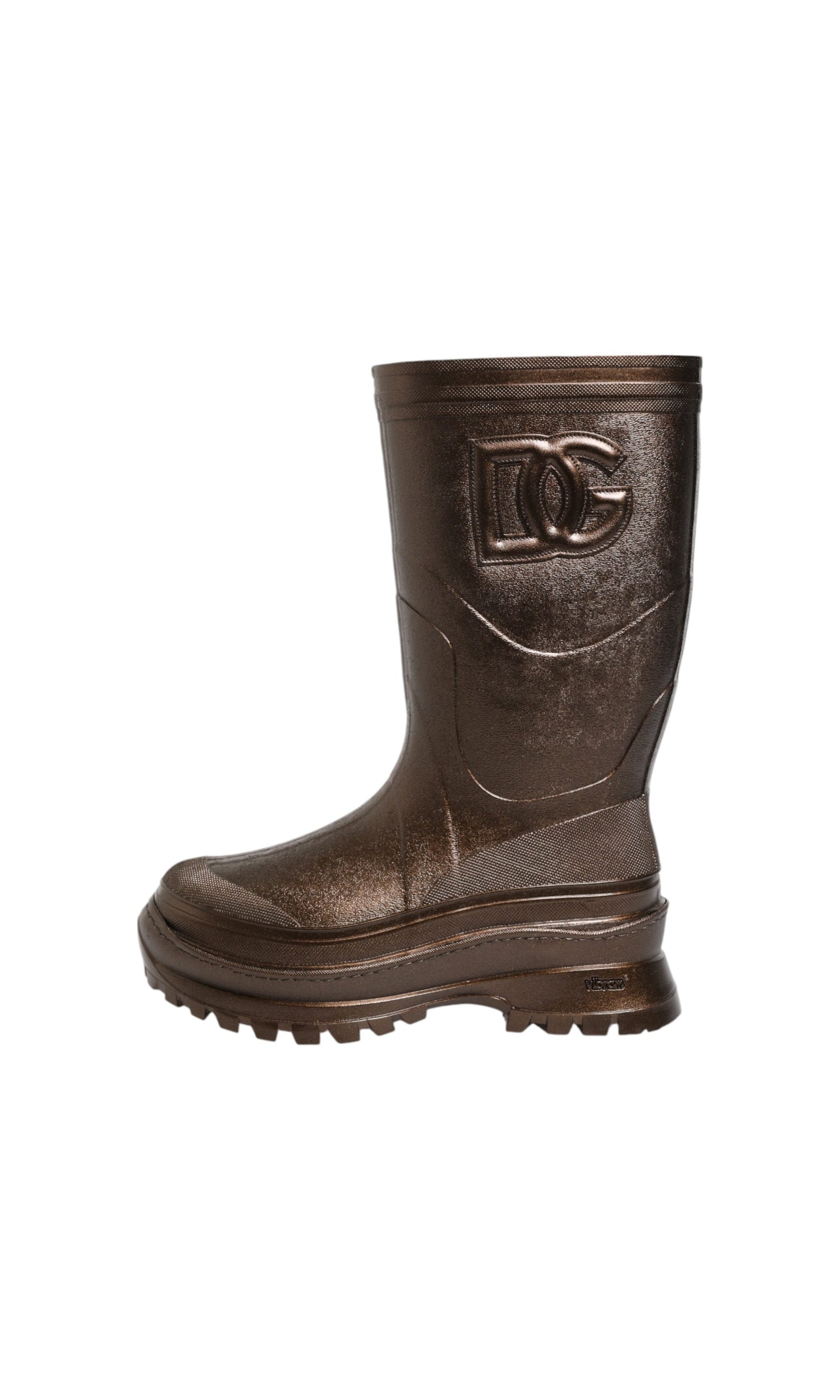 Dolce & Gabbana Bronze Metallic Pull On Rain Boots Shoes Glam Steals