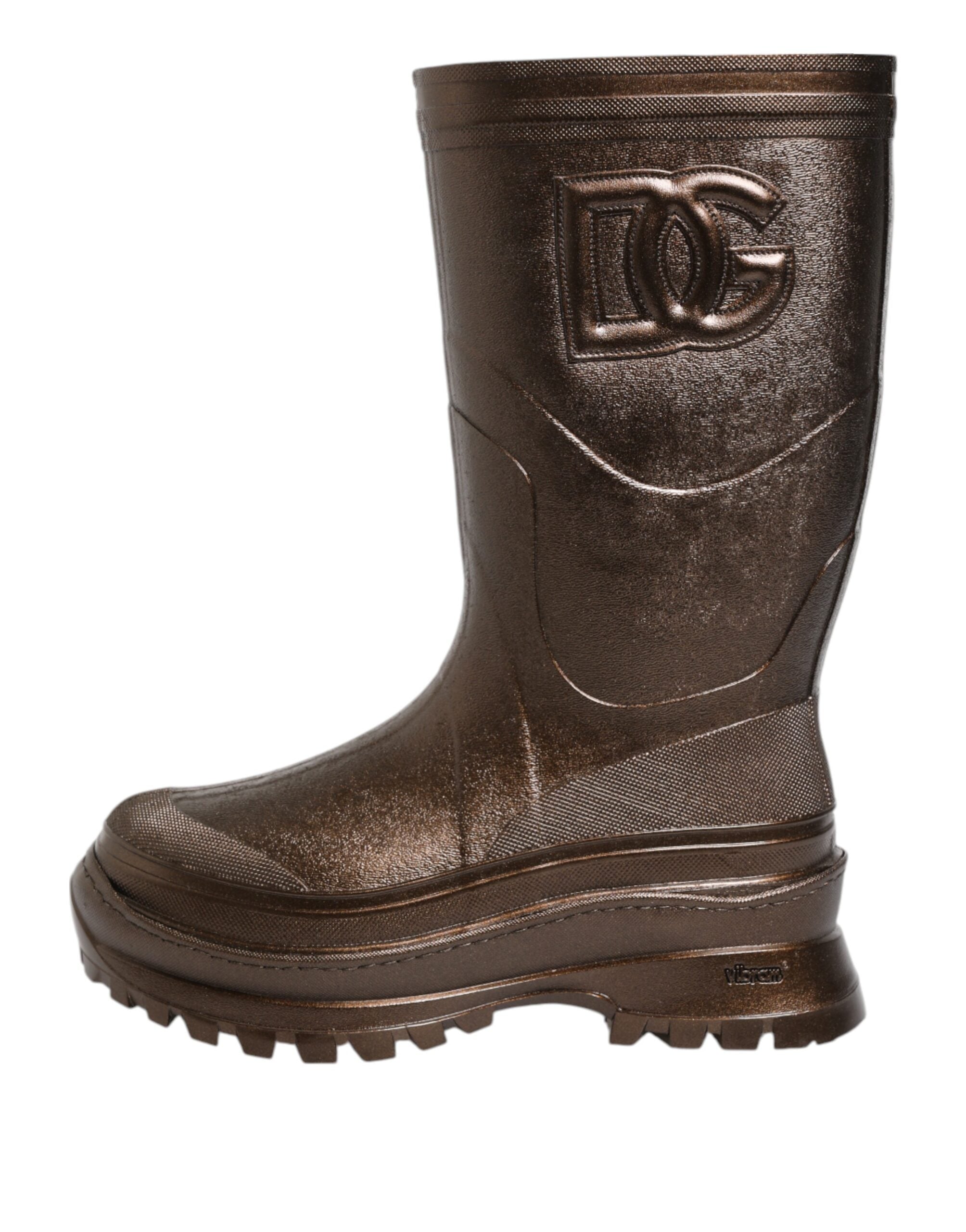Dolce & Gabbana Bronze Metallic Pull On Rain Boots Shoes Glam Steals