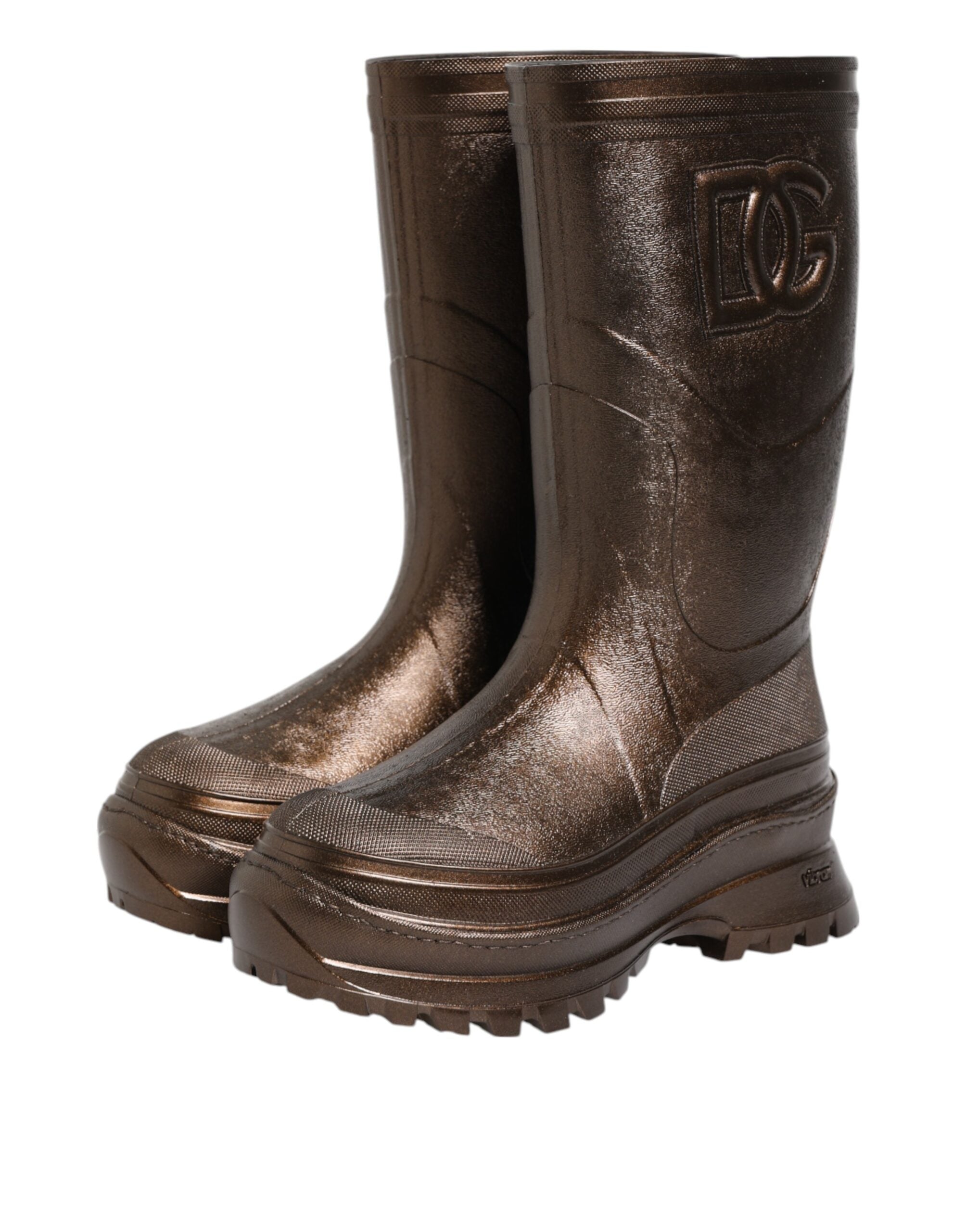 Dolce & Gabbana Bronze Metallic Pull On Rain Boots Shoes Glam Steals
