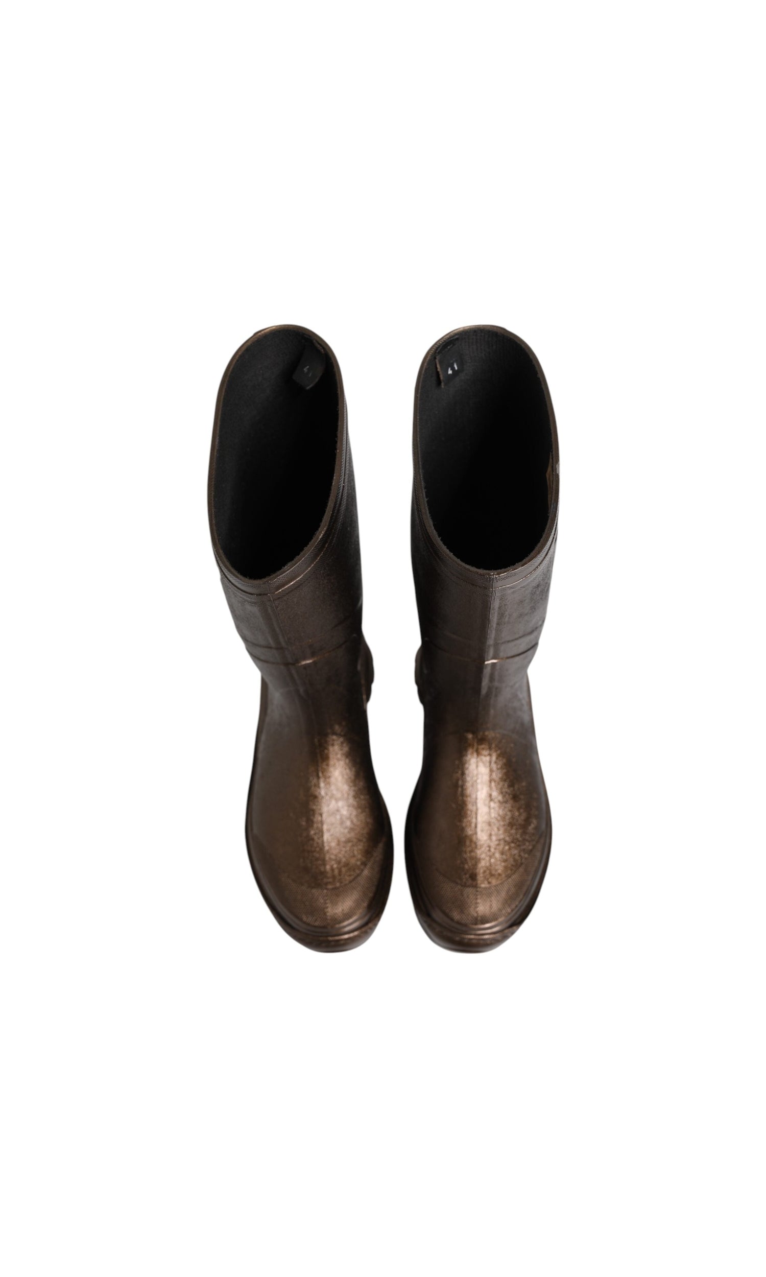 Dolce & Gabbana Bronze Metallic Pull On Rain Boots Shoes Glam Steals