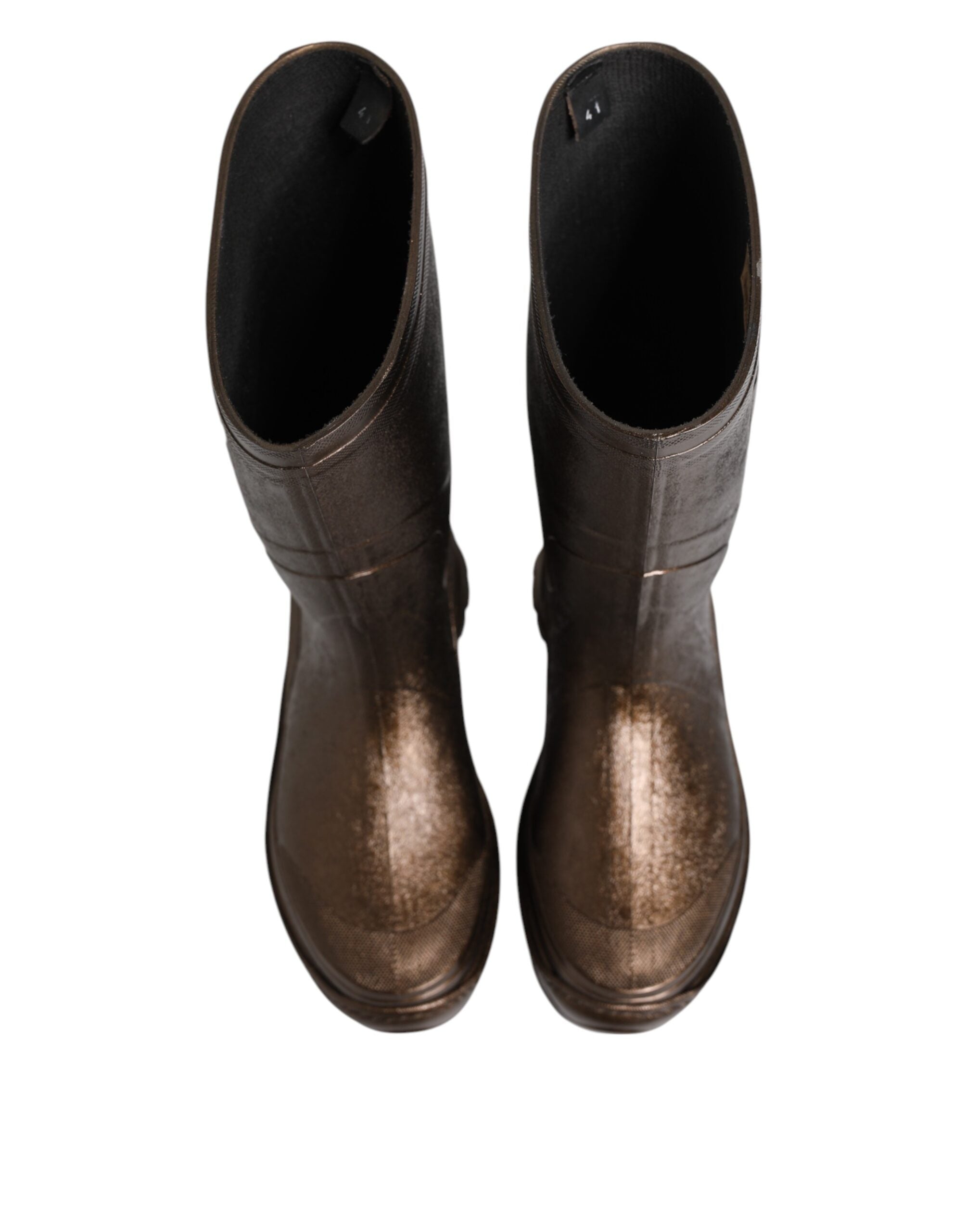 Dolce & Gabbana Bronze Metallic Pull On Rain Boots Shoes Glam Steals