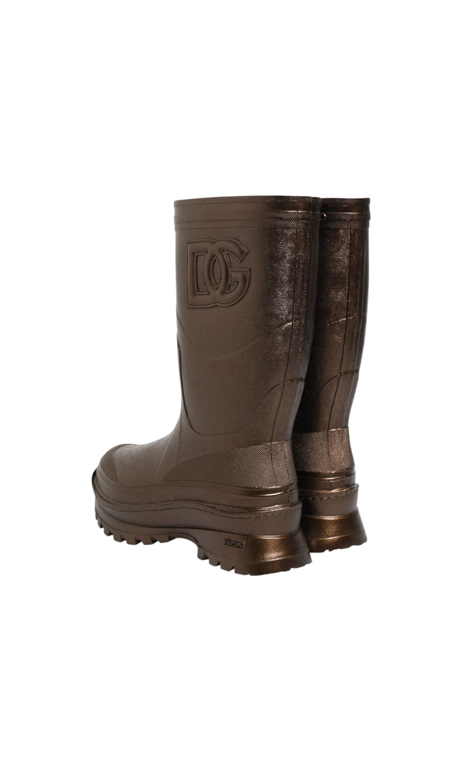Dolce & Gabbana Bronze Metallic Pull On Rain Boots Shoes Glam Steals