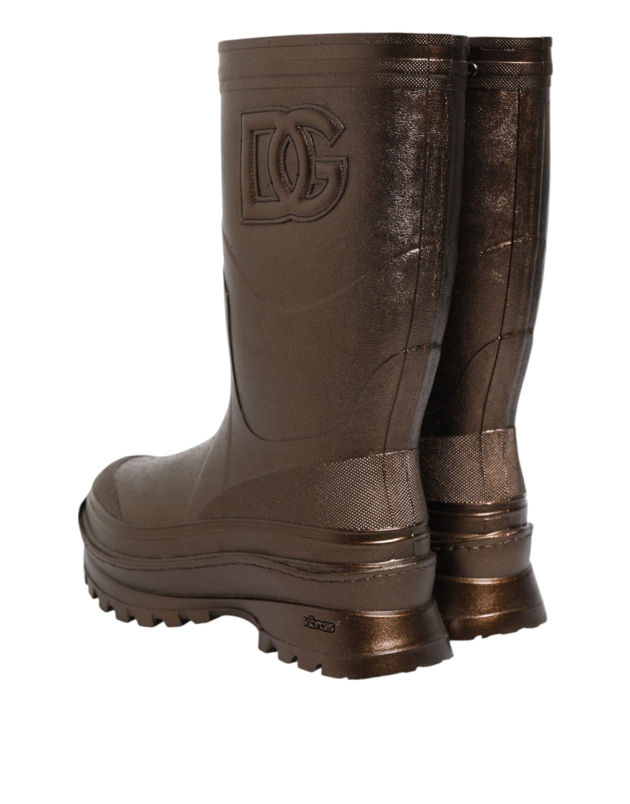 Dolce & Gabbana Bronze Metallic Pull On Rain Boots Shoes Glam Steals