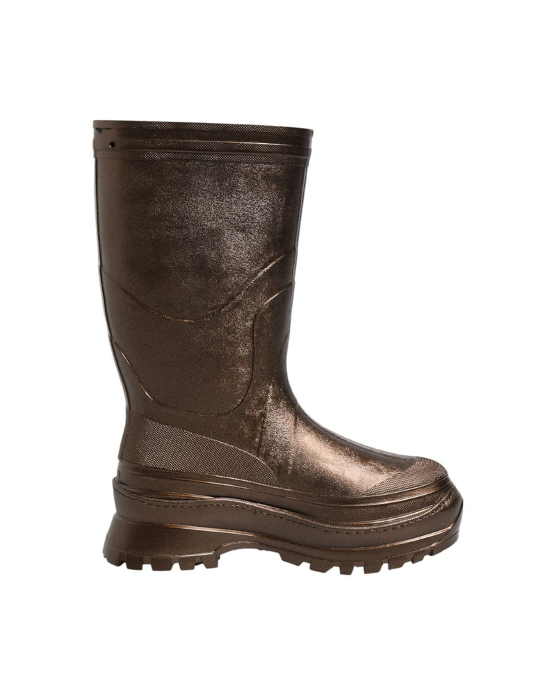 Dolce & Gabbana Bronze Metallic Pull On Rain Boots Shoes Glam Steals