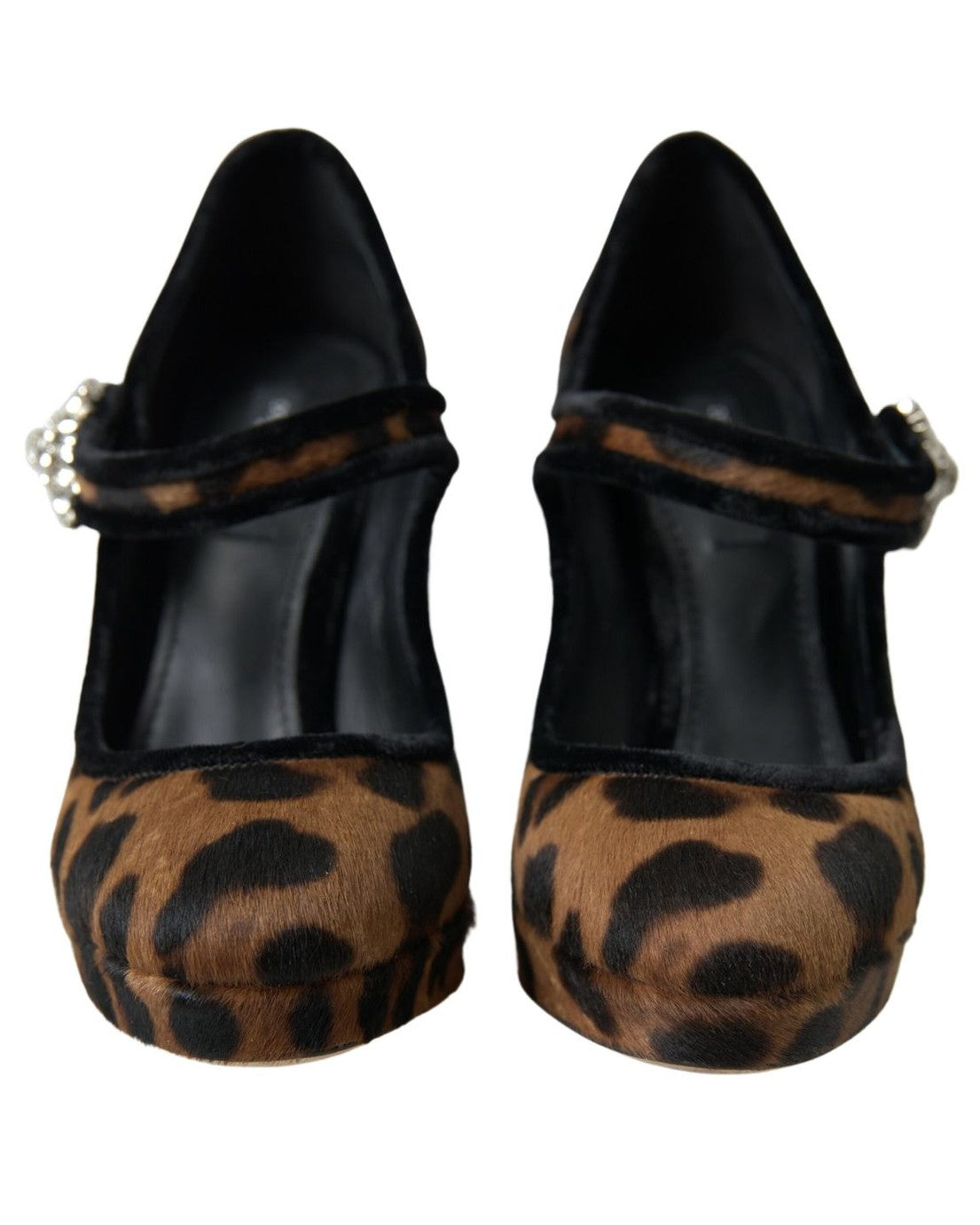 Dolce & Gabbana Brown Calf Leopard Heel Mary Jane Pump Shoes Heels
