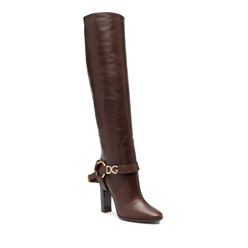 Dolce & Gabbana Brown Calfskin Ankle Boots