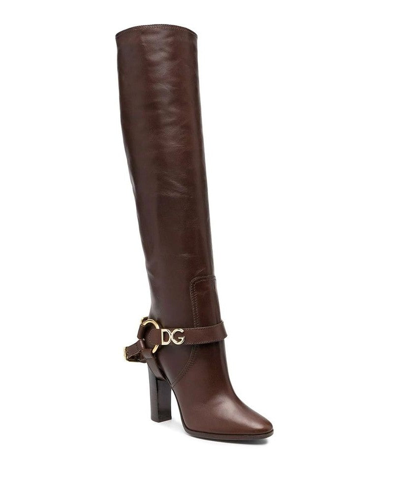 Dolce & Gabbana Brown Calfskin Ankle Boots 