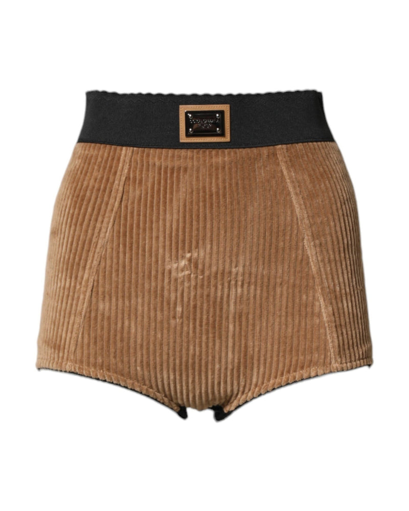 Dolce & Gabbana Brown Cotton High Waisted Hot Pant Shorts Glam Steals