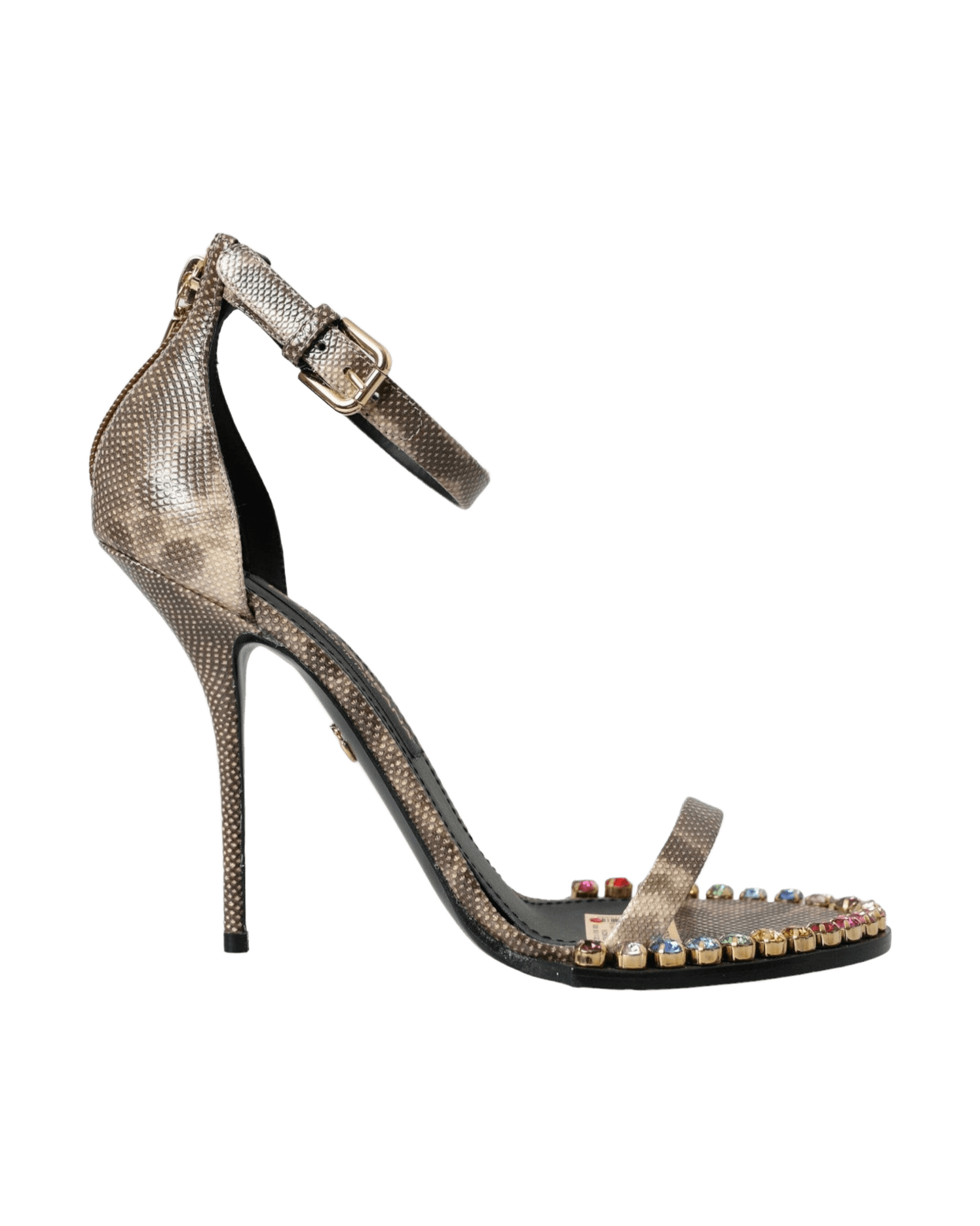 Dolce & Gabbana Brown Exotic Leather Crystal Sandals Shoes Glam Steals