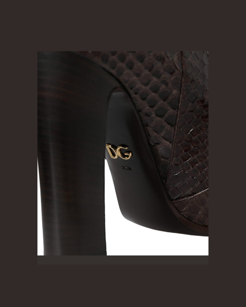 Dolce & Gabbana Brown Exotic Leather Heels High Boots Shoes Glam Steals