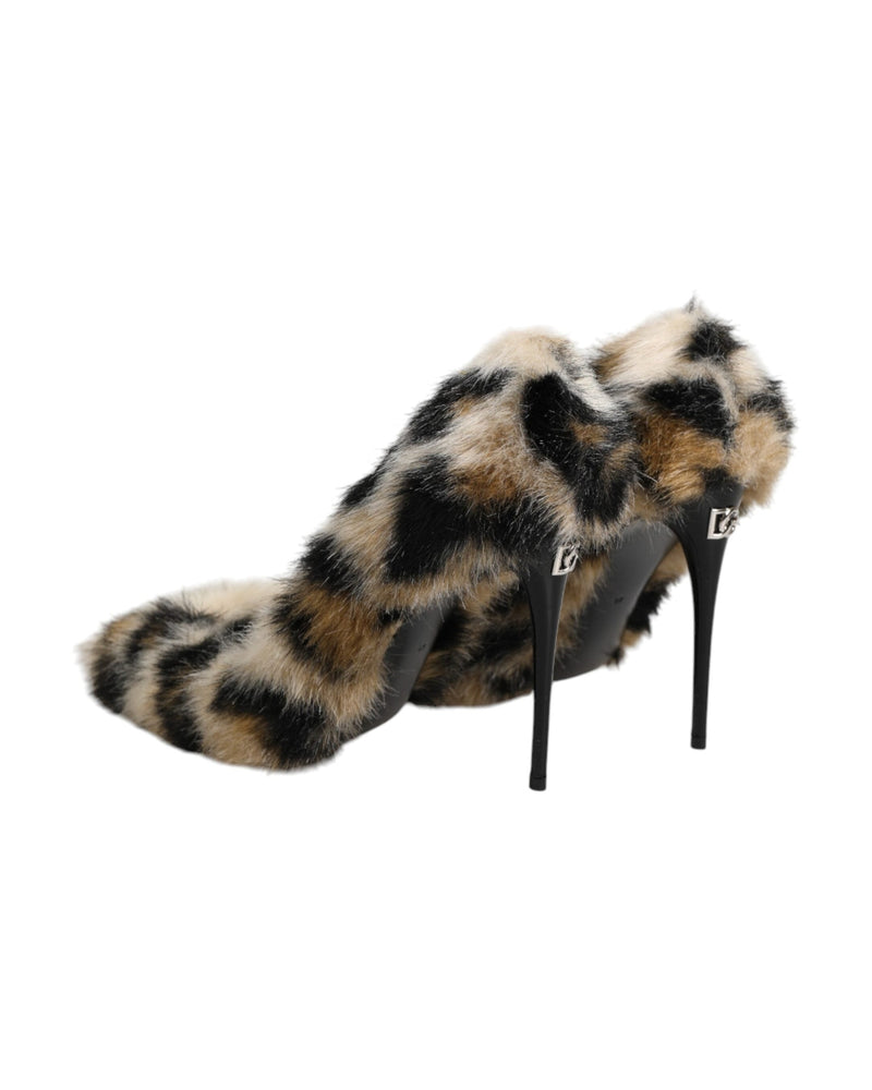 Dolce & Gabbana Brown Fur Leopard High Heels Pumps Shoes Glam Steals