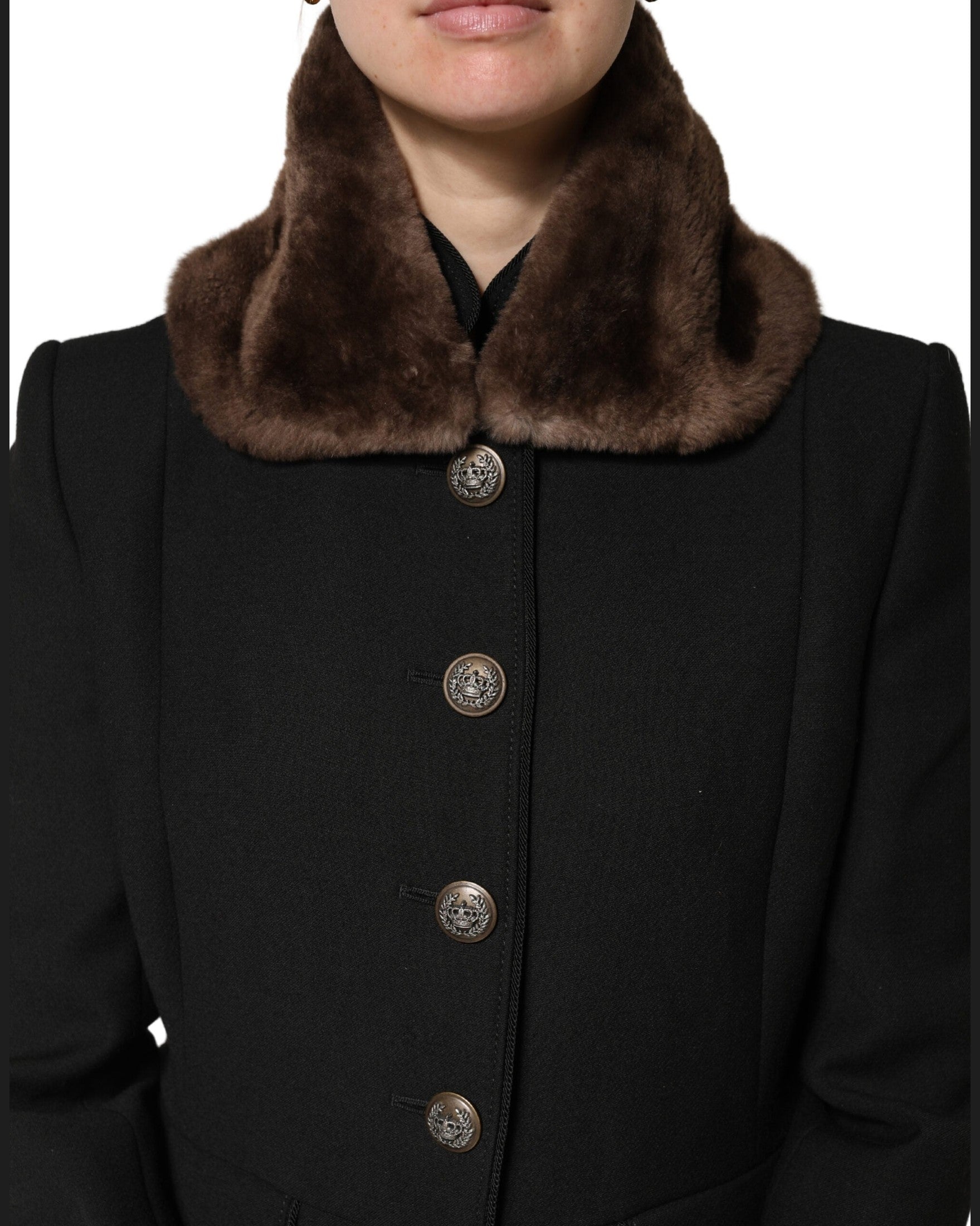 Dolce & Gabbana Brown Fur Shoulder Collar Neck Wrap Scarf 