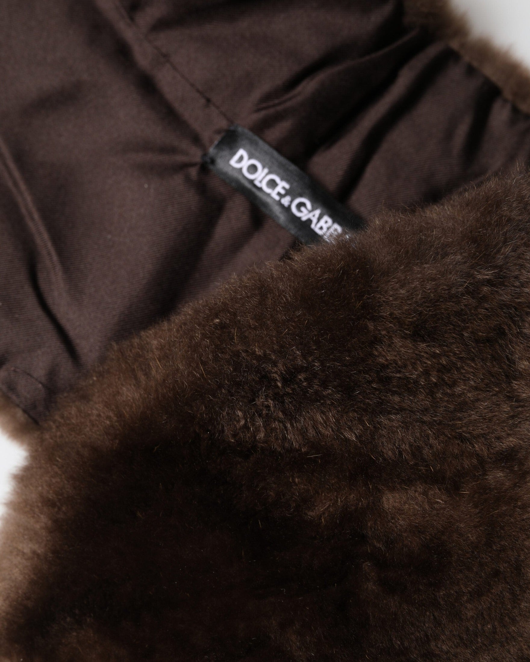 Dolce & Gabbana Brown Fur Shoulder Collar Neck Wrap Scarf 