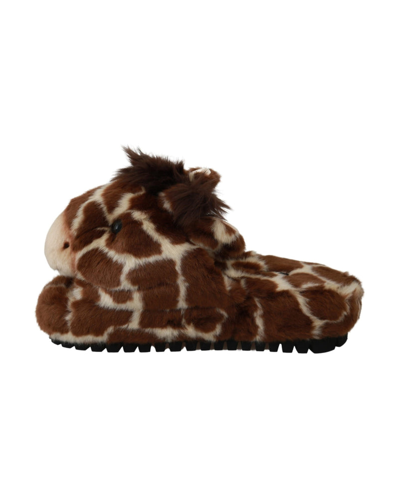 Dolce & Gabbana Brown Giraffe Slippers Flats Sandals Shoes Glam Steals