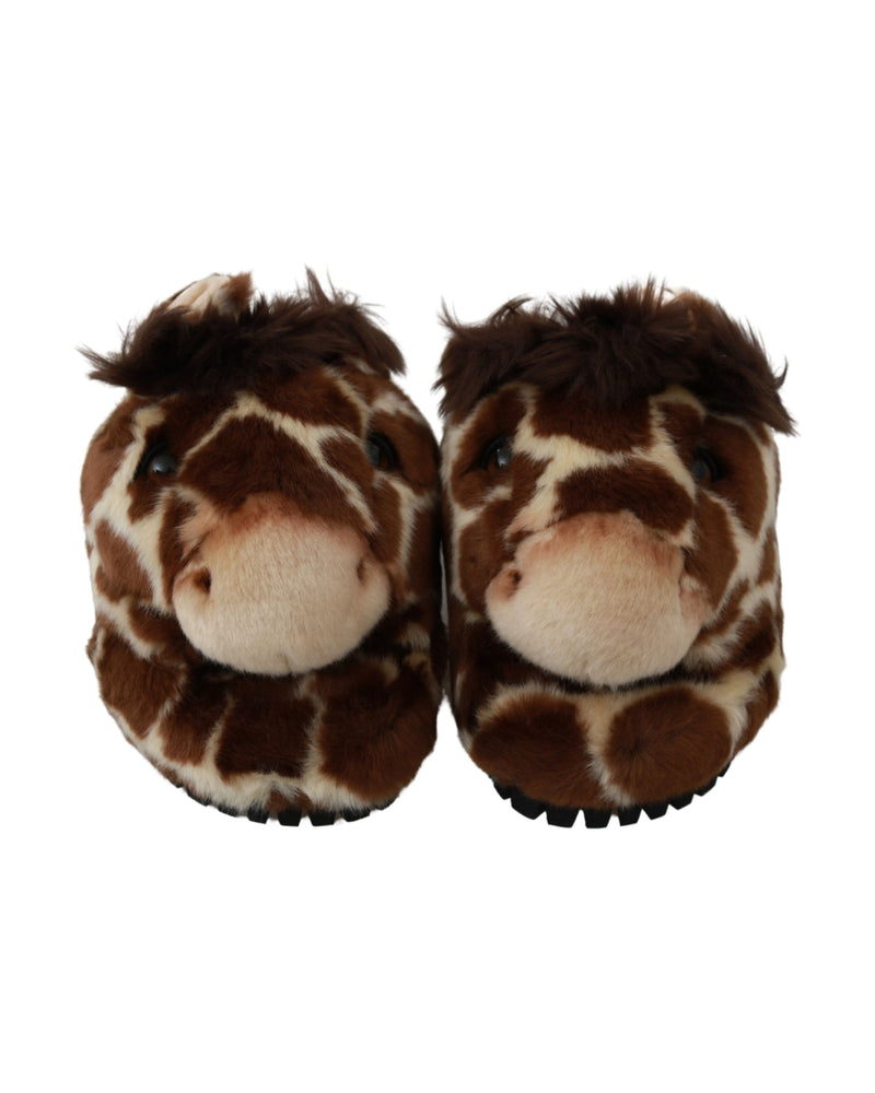 Dolce & Gabbana Brown Giraffe Slippers Flats Sandals Shoes Glam Steals