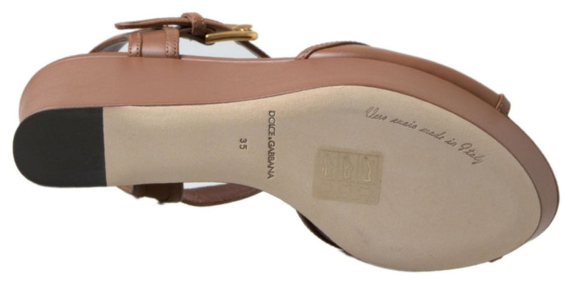 Dolce & Gabbana Brown Leather Amore Wedges Sandals Glam Steals