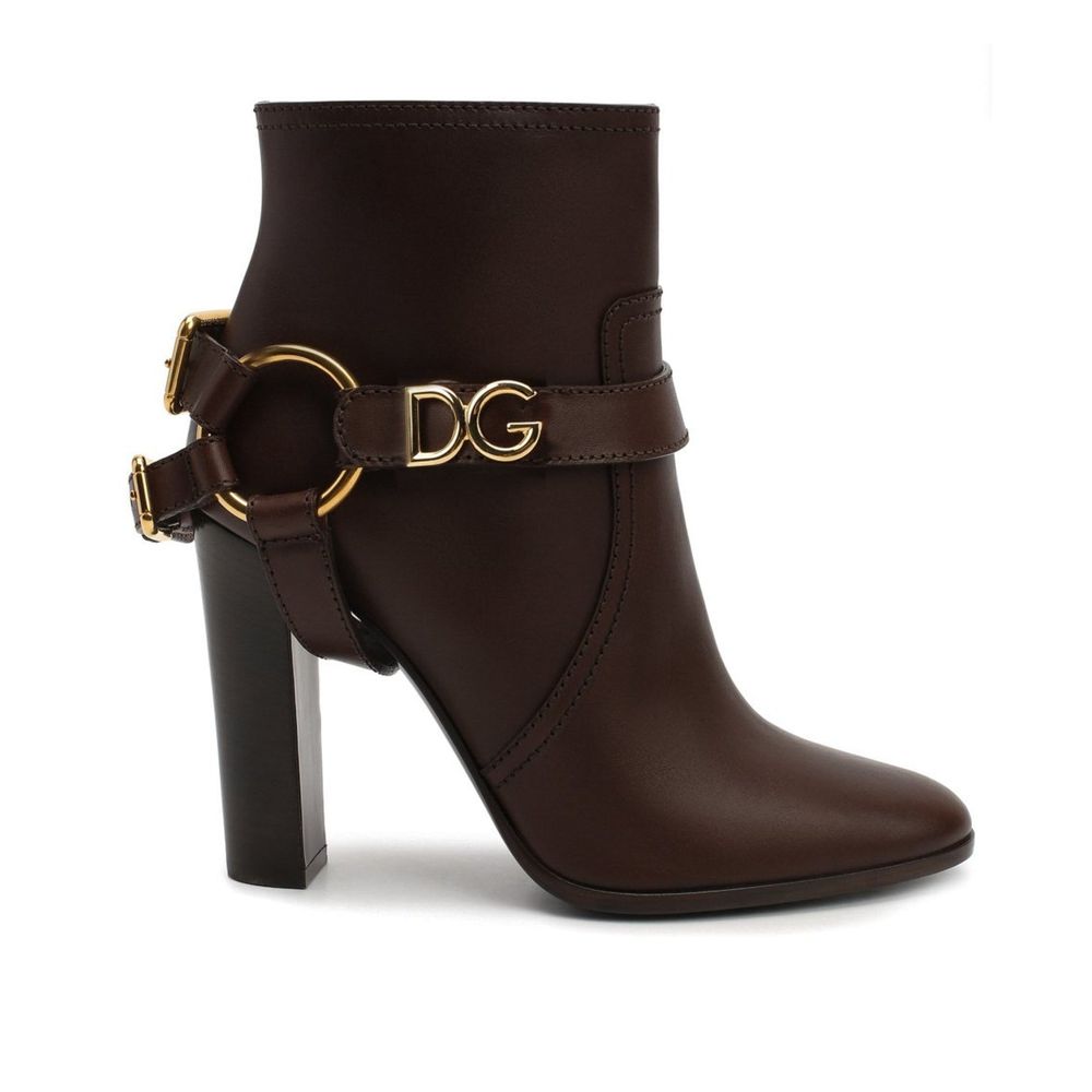 Dolce & Gabbana Brown Leather Ankle Boots Glam Steals